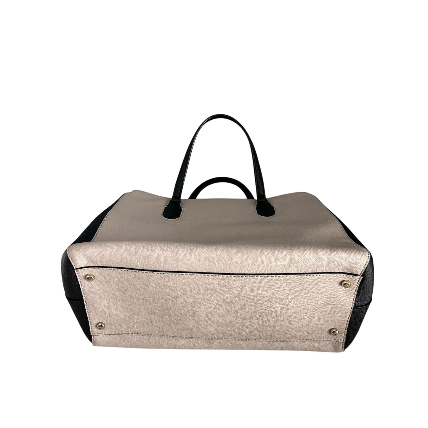 Kate Spade Leighann Laurel Way Leather Satchel Almond Black Handbag Reese