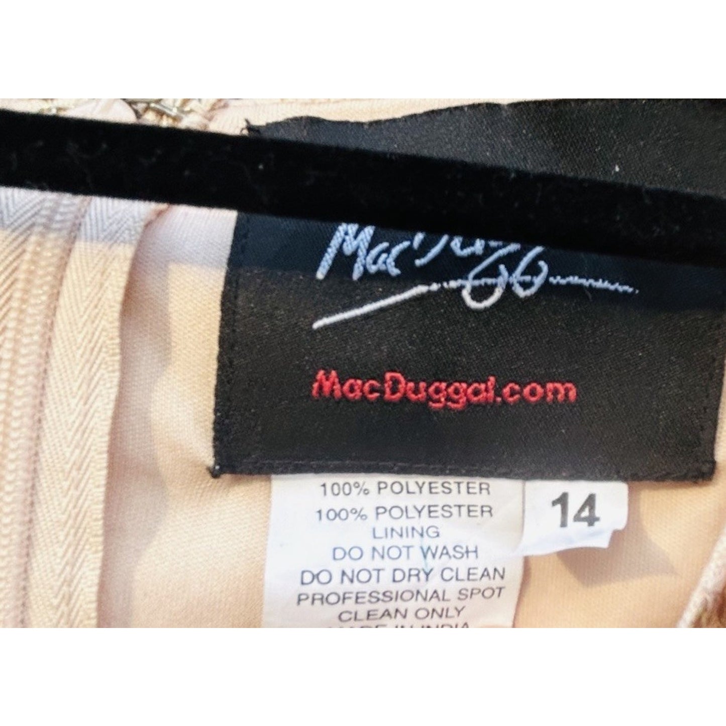 Mac Duggal Gold Gown Size 14 Sequined High Neck Long Sleeve Draped Dress 10824
