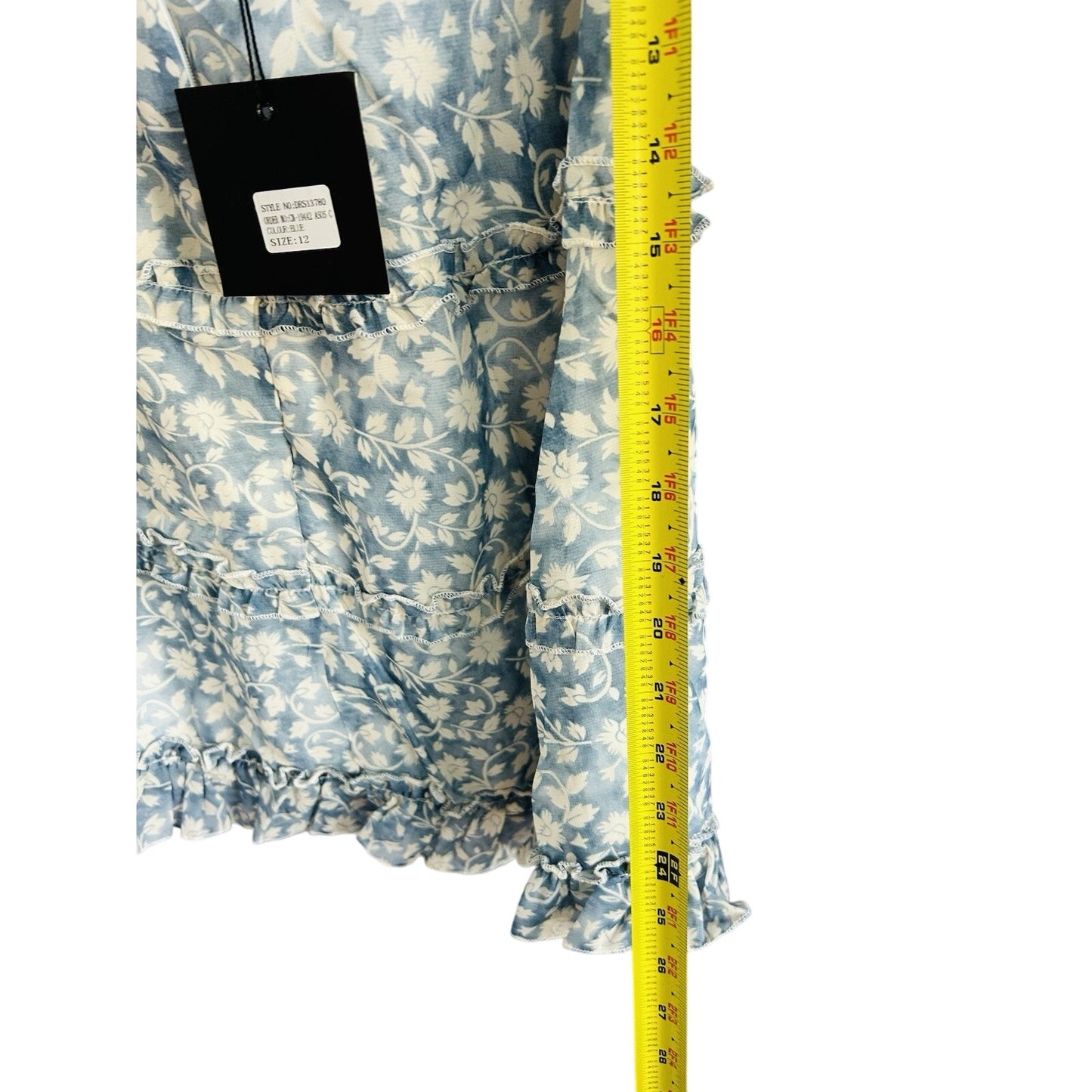 New Parsian Mini Dress Women’s Size 12 Blue White Floral Design Ruffles