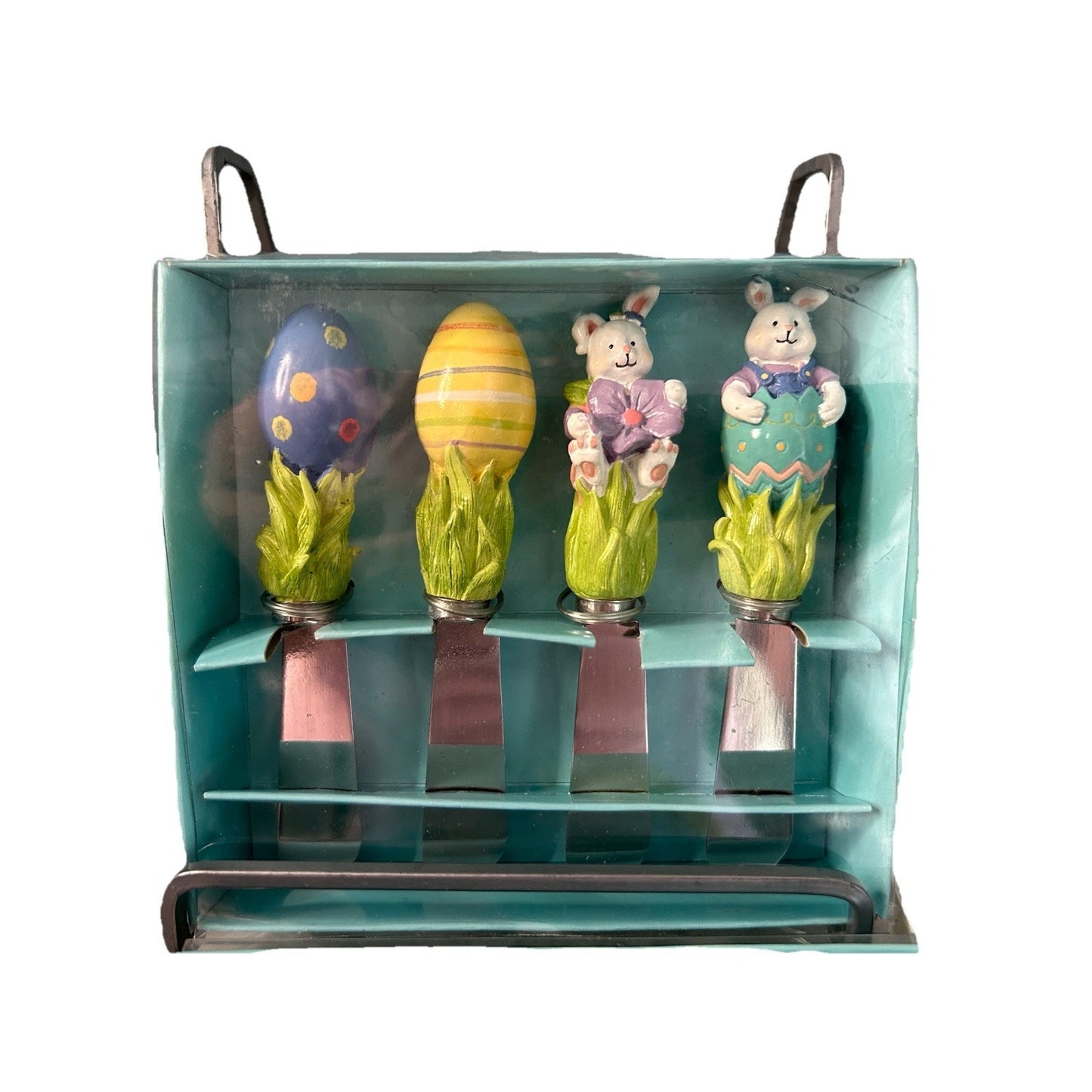 (2) Blossoms & Blooms Spreaders Easter Ceramic 2 Sets of 4 Rabbit Bunny NIB