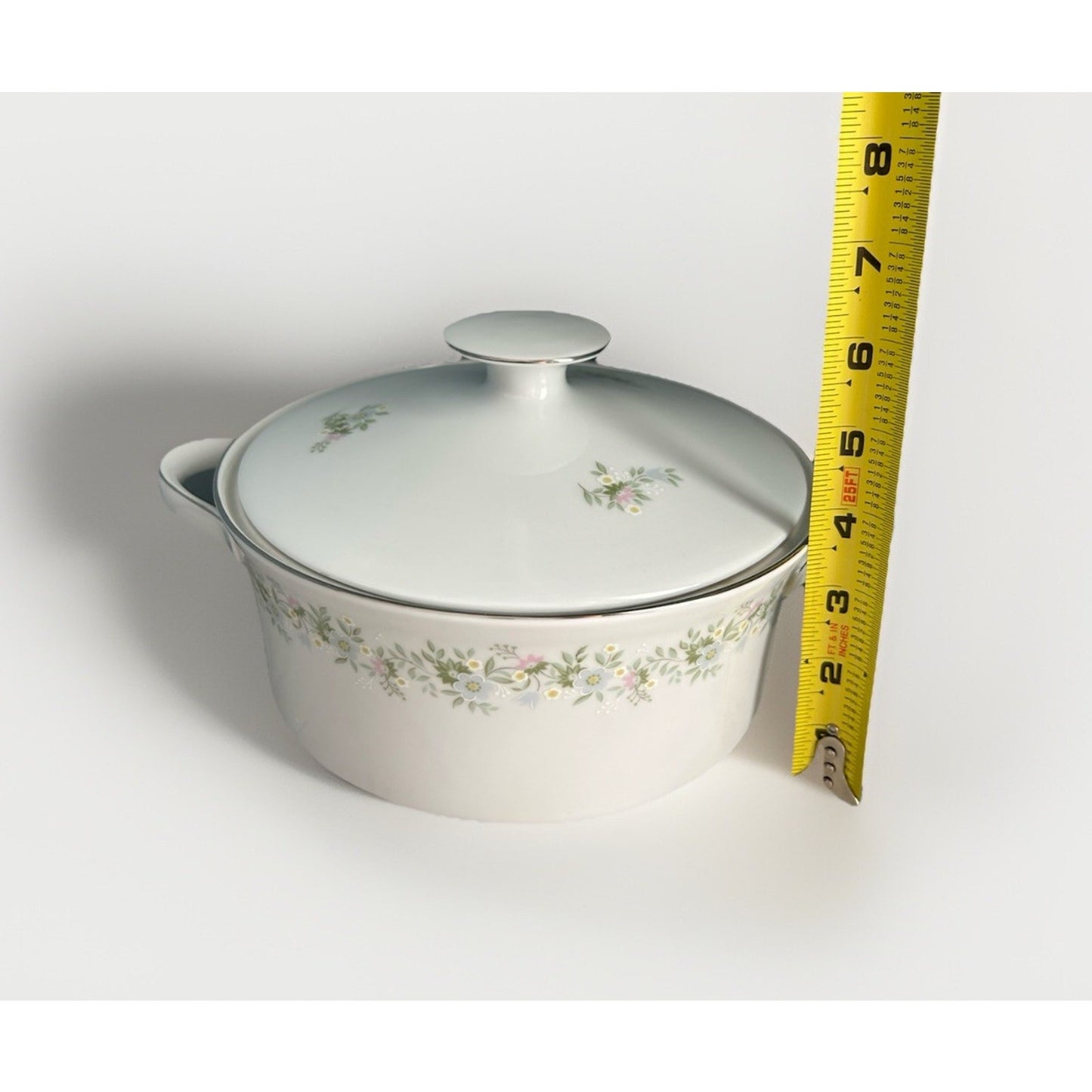 Haviland Forever Spring Covered Vegetable Bowl Casserole Dish 8” Platinum Trim