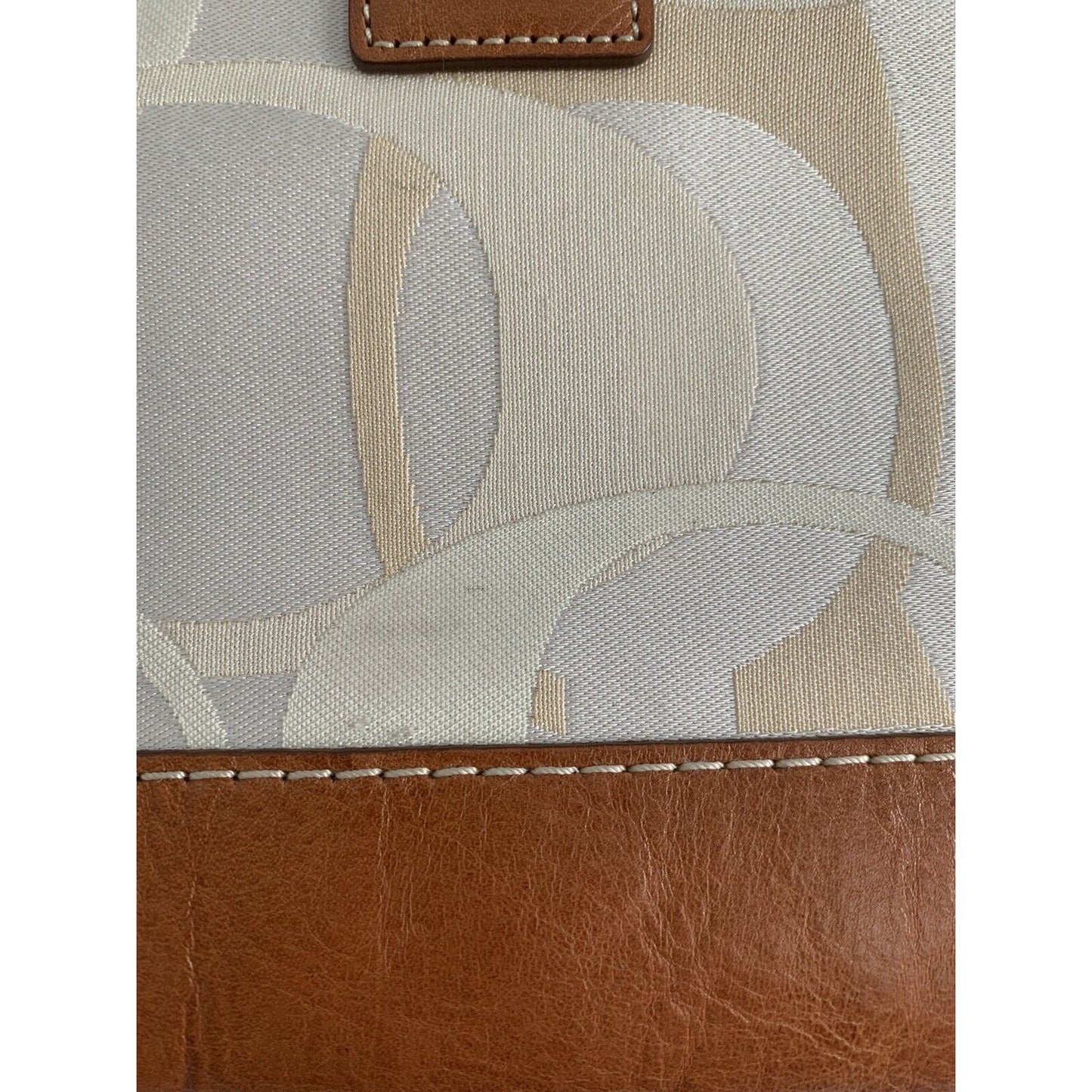 Coach Cream Canvas Leather Handbag 11821 Blue Scarf Bow Feet Made Jan 2008 Purse