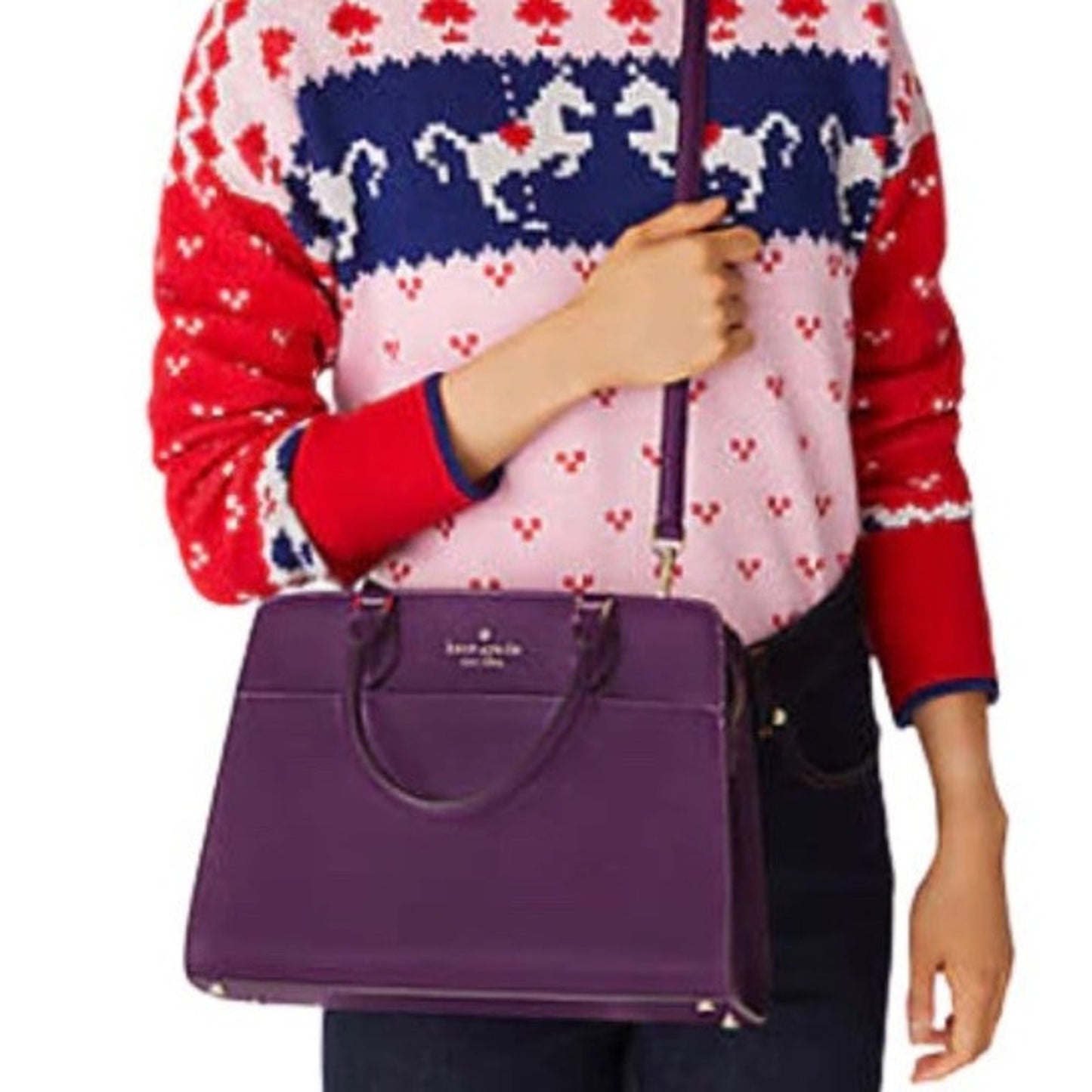 Kate Spade Ripe Plum Madison Saffiano Leather Medium Purple Bag Satchel EUC