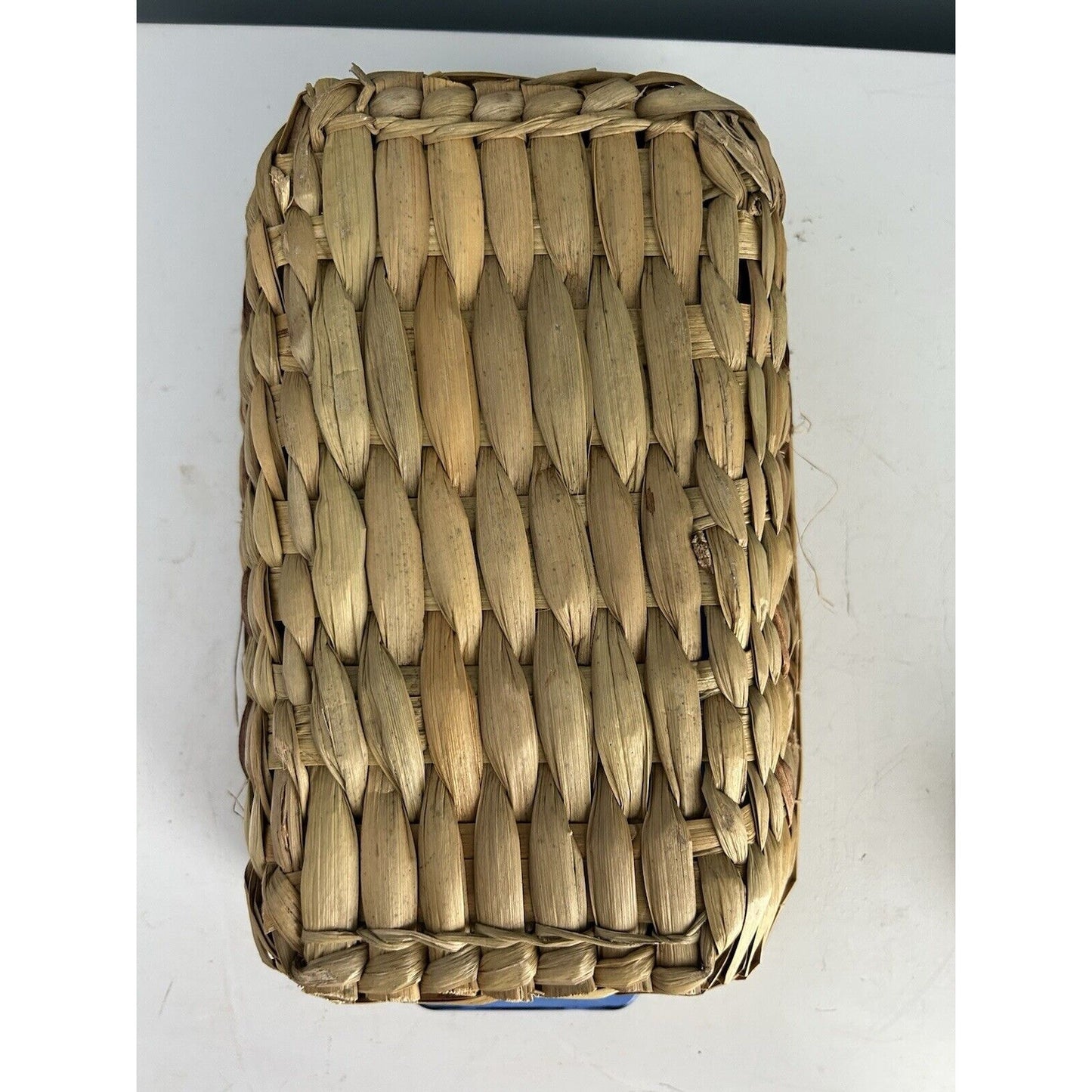 Cobalt Blue Anchor Hocking Loaf Dish 1.5 Qt Baking Pan w/ Woven Serving Basket