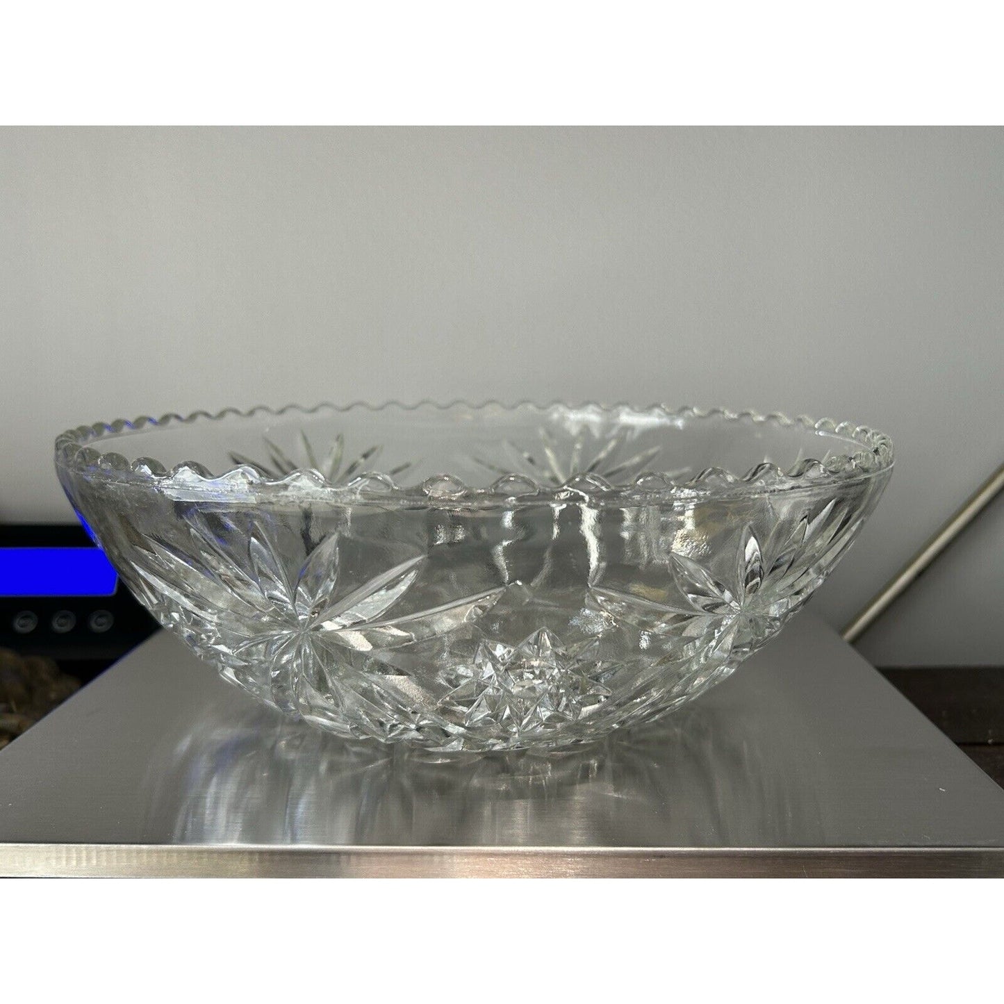 Vintage Anchor Hocking Clear Cut Glass Star of David Large 10.5” Serving Bowl
