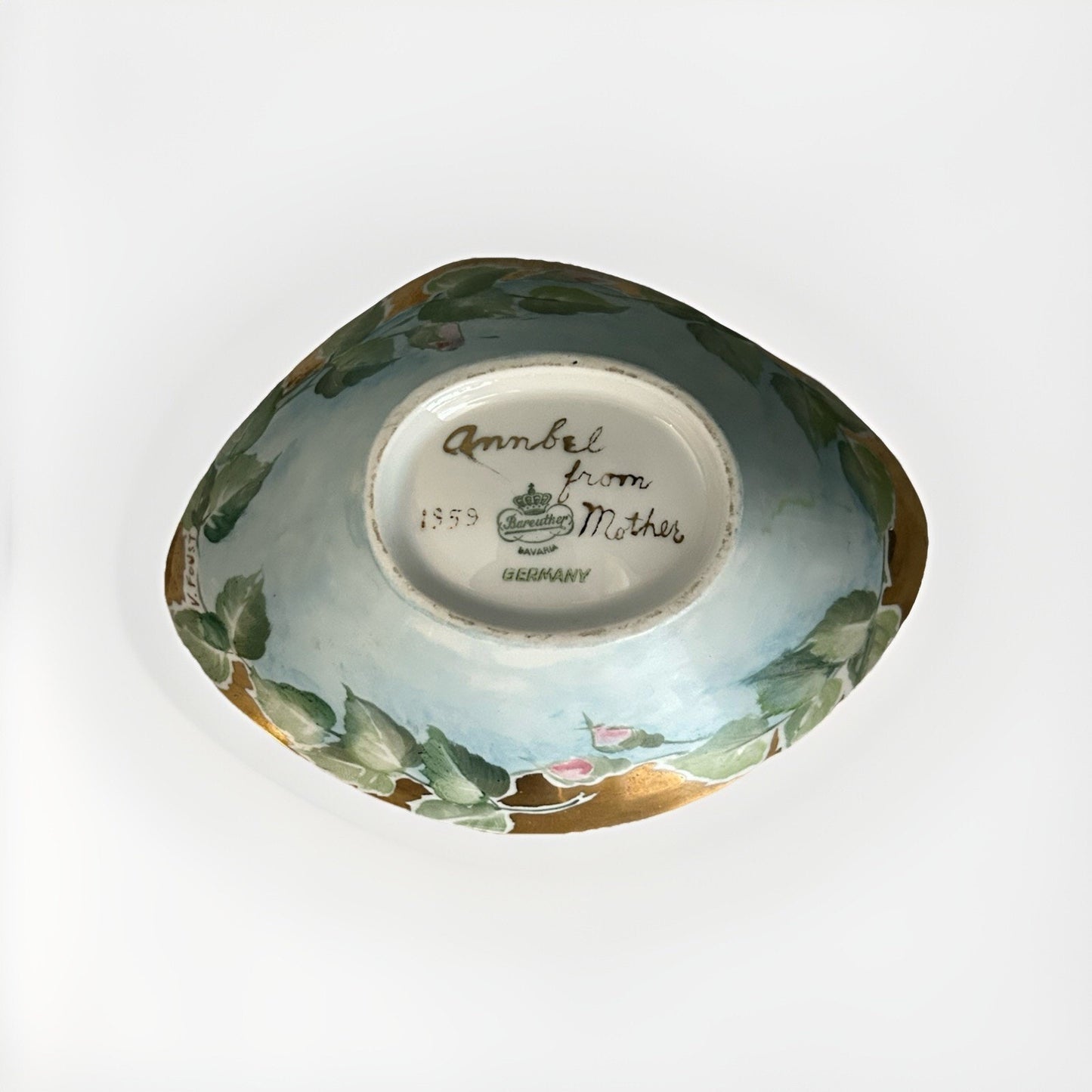 Bareuther Bavaria Lidded Dish Porcelain Germany Hand Painted Signed Foust 1959