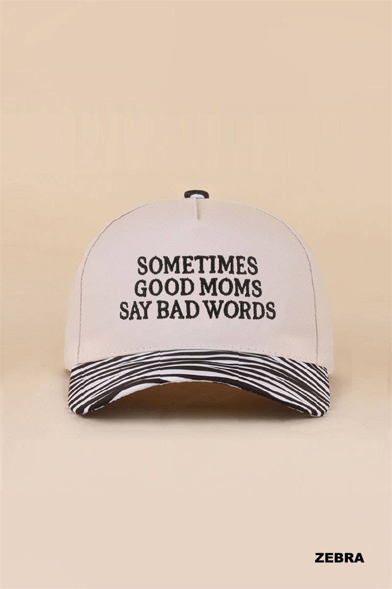 Sometimes Good Mom Say Bad Words Two Tone Snapback Hat: LEOPARD / 1(ONE SIZE)