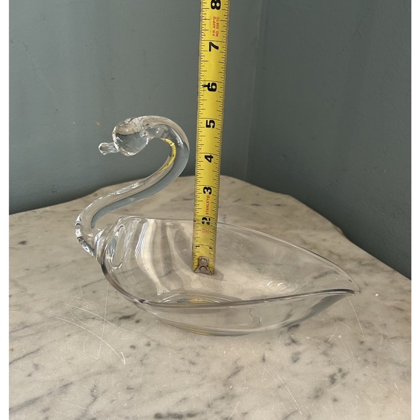 Swan Tiffin Duncan Miller 1950s Clear Glass Soap Dish Candy Bowl Beach Vintage