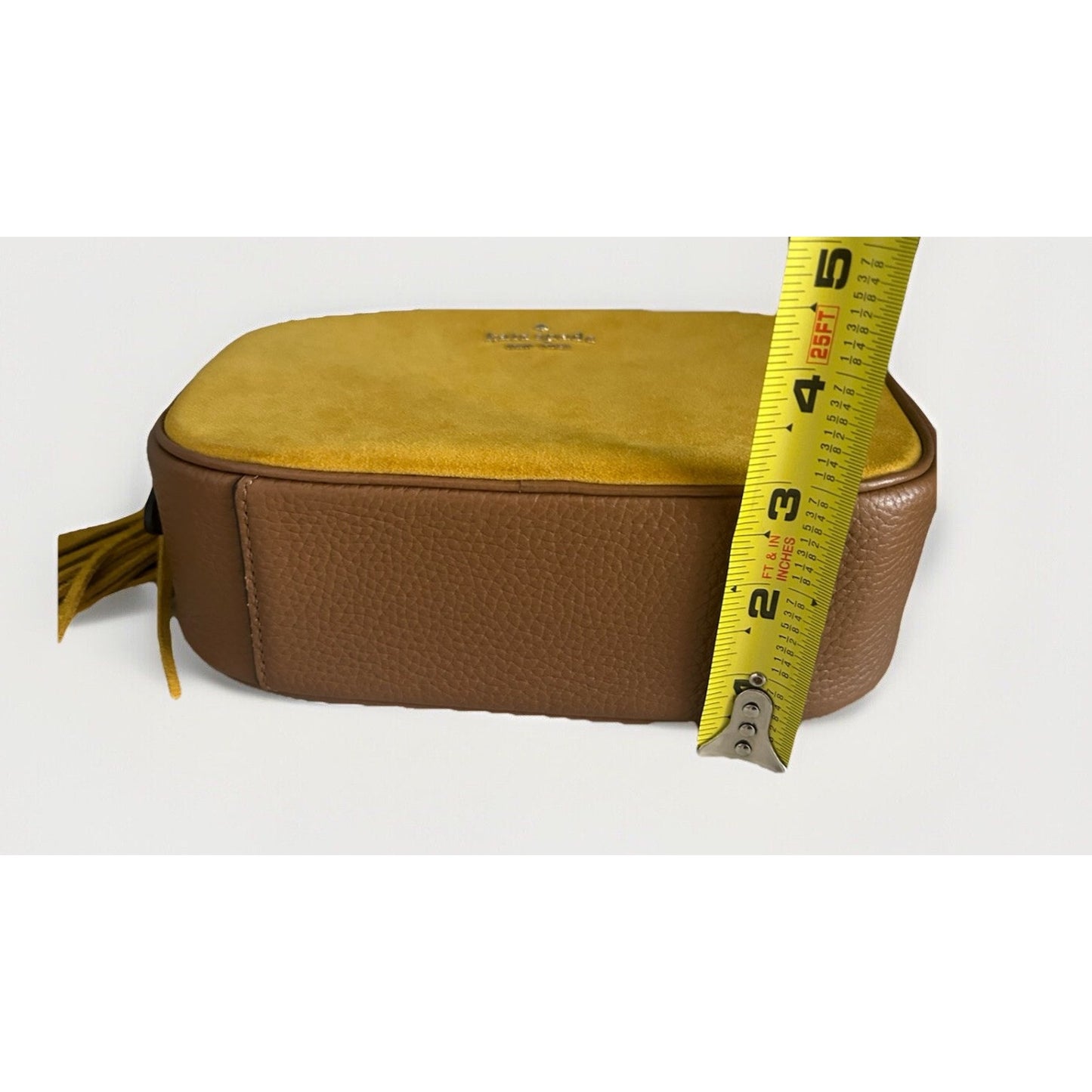 Kate Spade Kourtney Suede Leather Yellow Camera Bag Tassel Crossbody New Condition