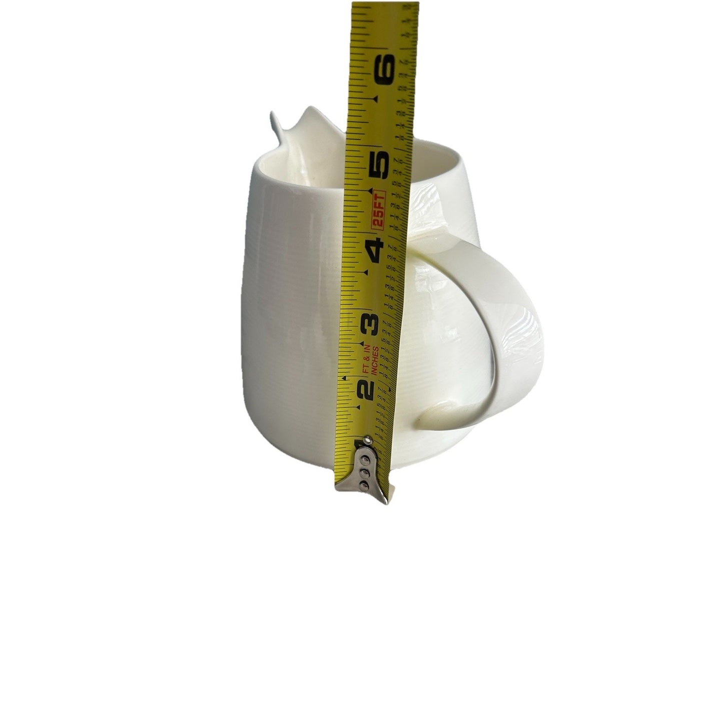 Fairmont Main White Linen Creamer Ceramic Pitcher Lines Off-White Vase Planter
