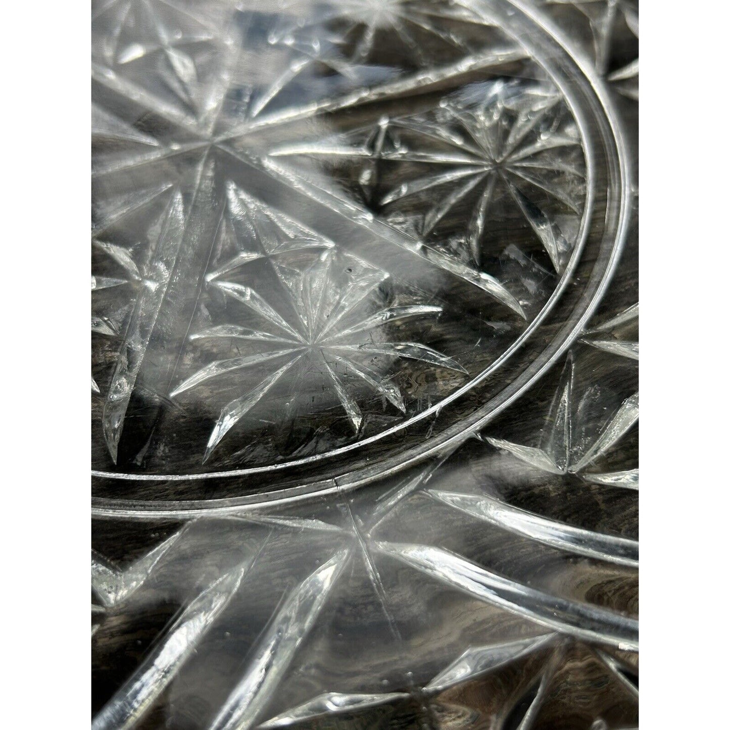 Anchor Hocking Stars and Bars Torte Plate Round Platter Tray Pressed Glass