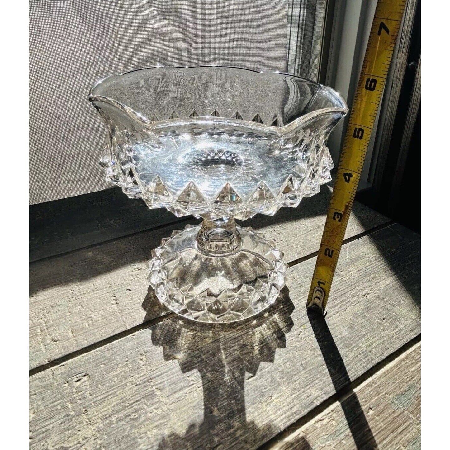 EAPG Bryce Bros Amazon Sawtooth Footed Compote Scallop Rim Early American 1890's