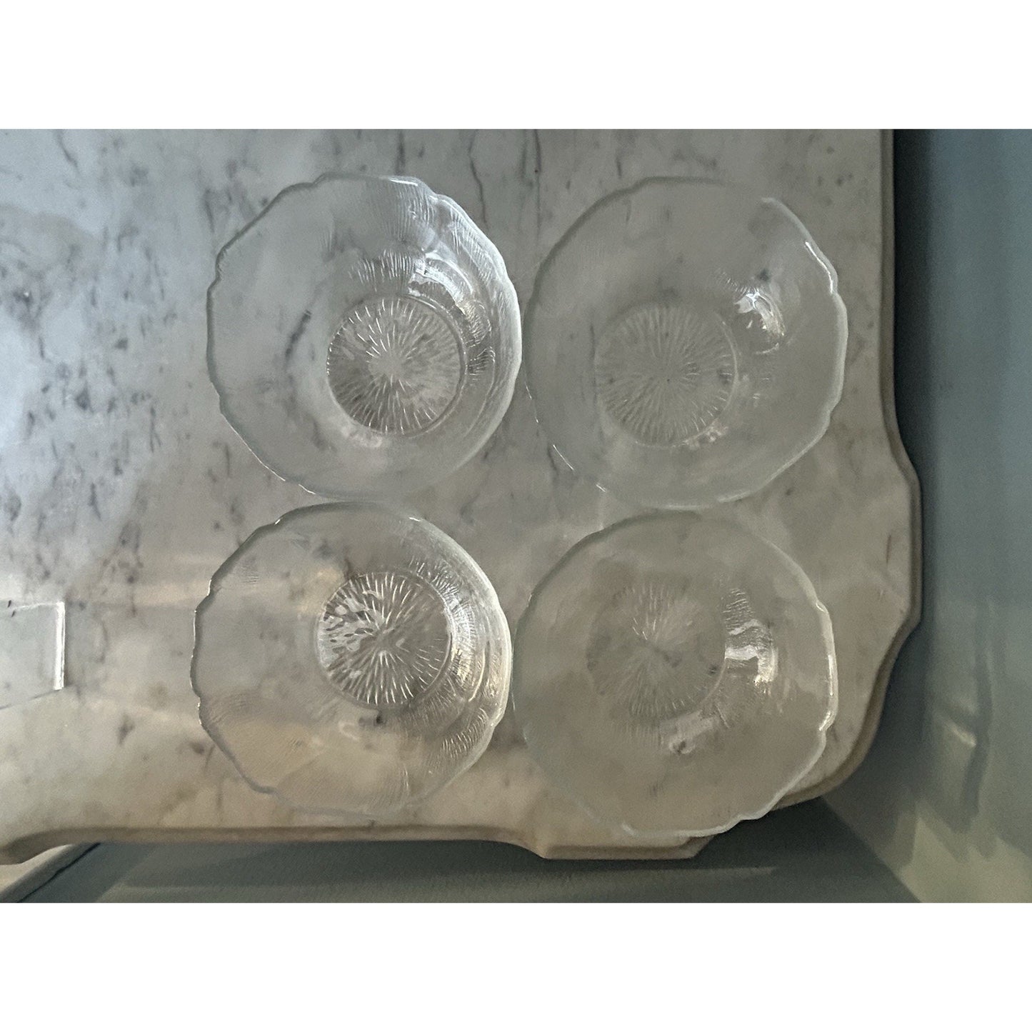 (4) Arcoroc Fleur Small Fruit Dessert Bowls 4.75” Berry Bowl Flower Clear Glass