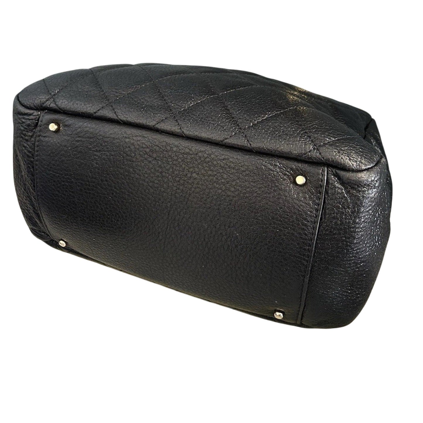 Kate Spade Black Metallic Quilted Leather Shimmer Bag Gold Chain EUC