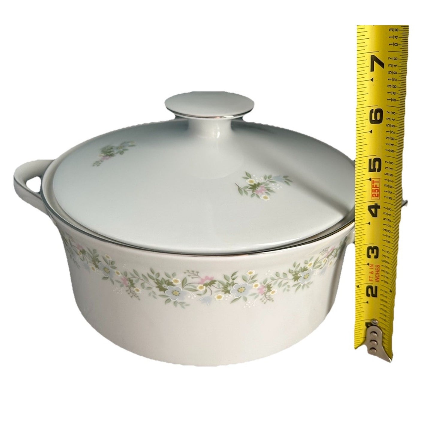 Haviland Forever Spring Covered Vegetable Bowl Casserole Dish 8” Platinum Trim