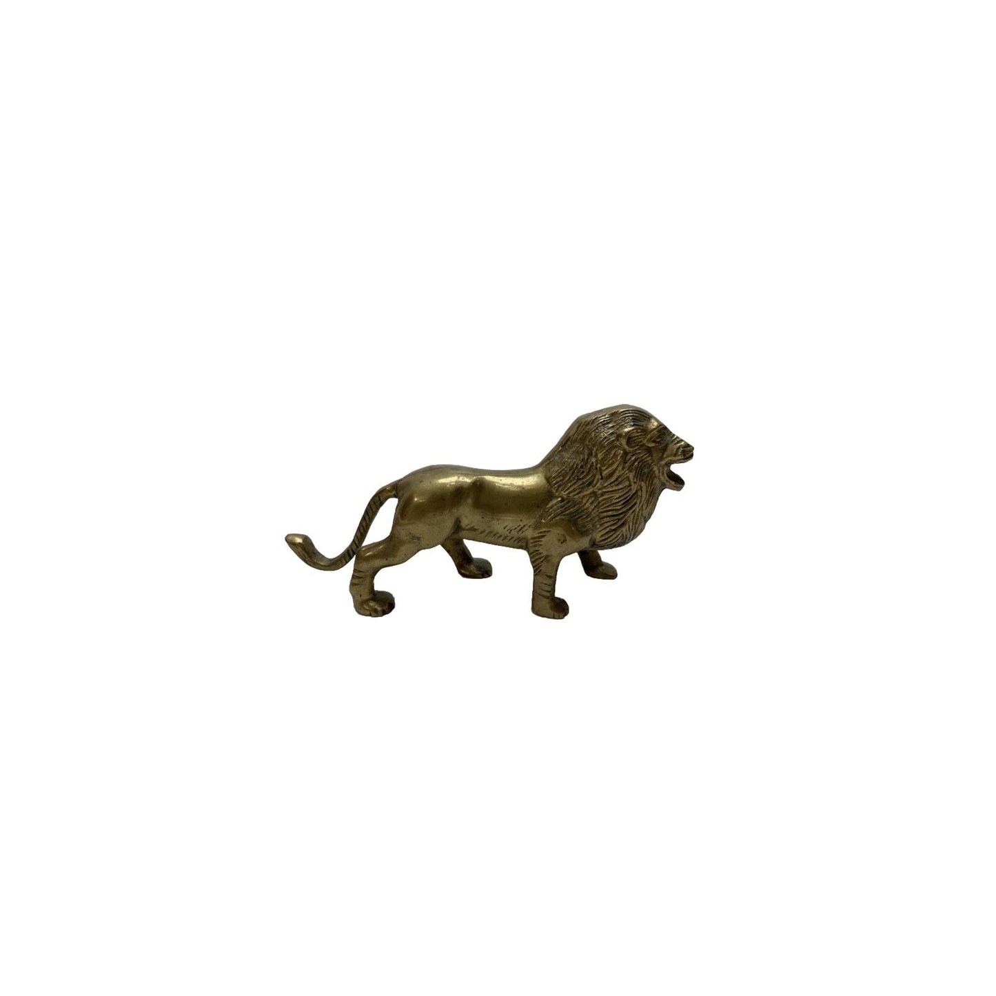 Vintage Solid Heavy Brass Leo Lion Sculpture Statue Figurine King of The Jungle