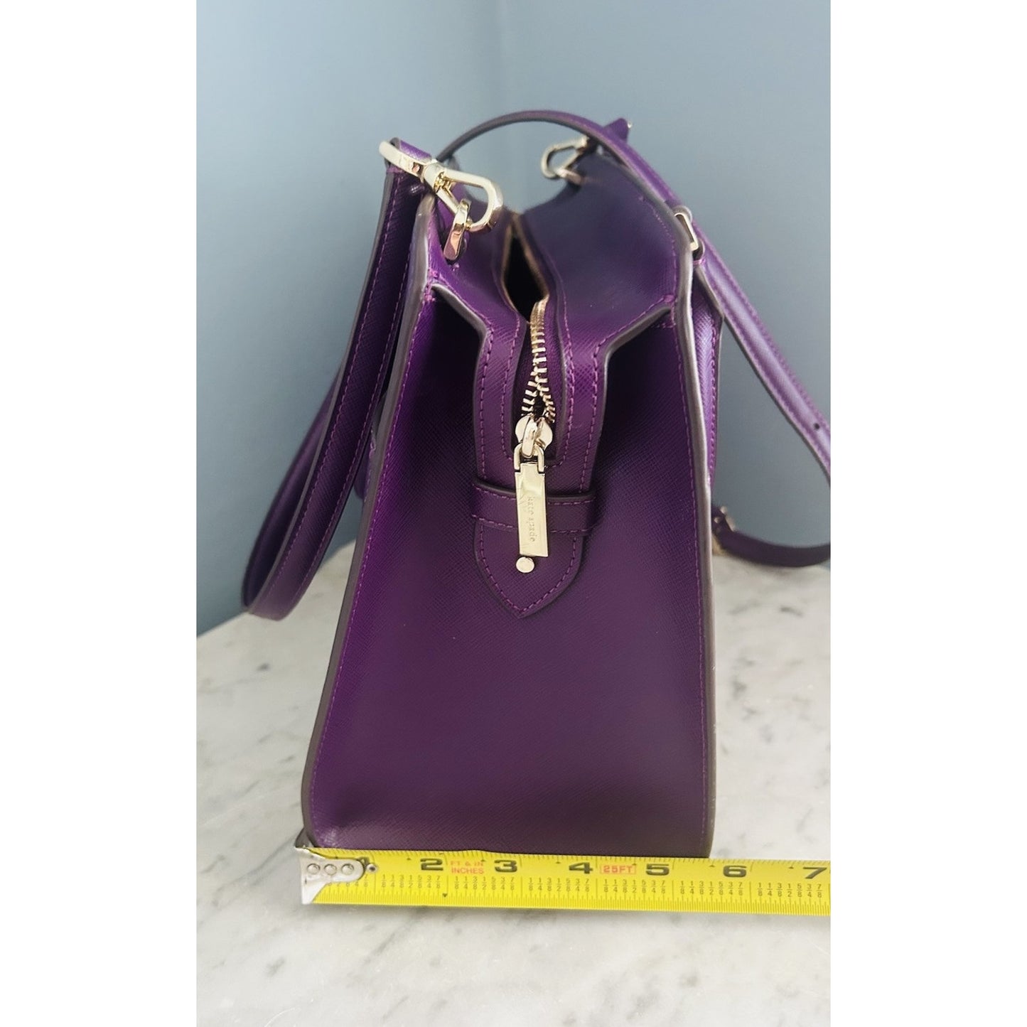 Kate Spade Ripe Plum Madison Saffiano Leather Medium Purple Bag Satchel EUC