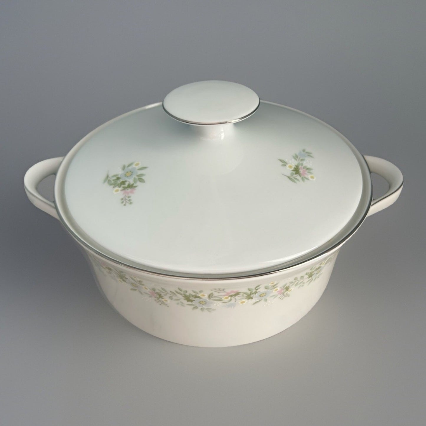 Haviland Forever Spring Covered Vegetable Bowl Casserole Dish 8” Platinum Trim