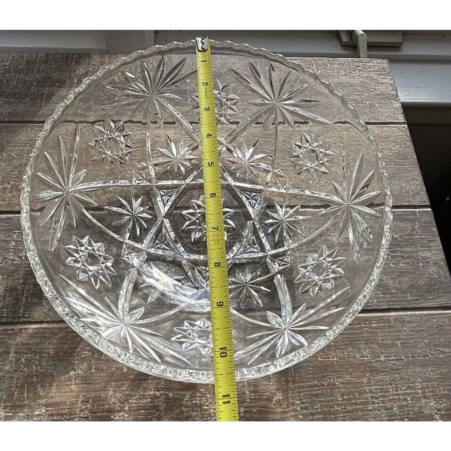Vintage Anchor Hocking Clear Cut Glass Star of David Large 10.5” Serving Bowl