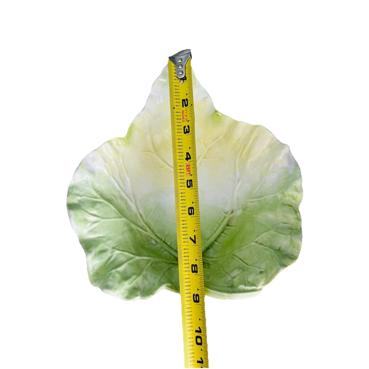 Vintage Cabbage Leaf Serving Bowl Lettuce Green Yellow White Porcelain Mold 128
