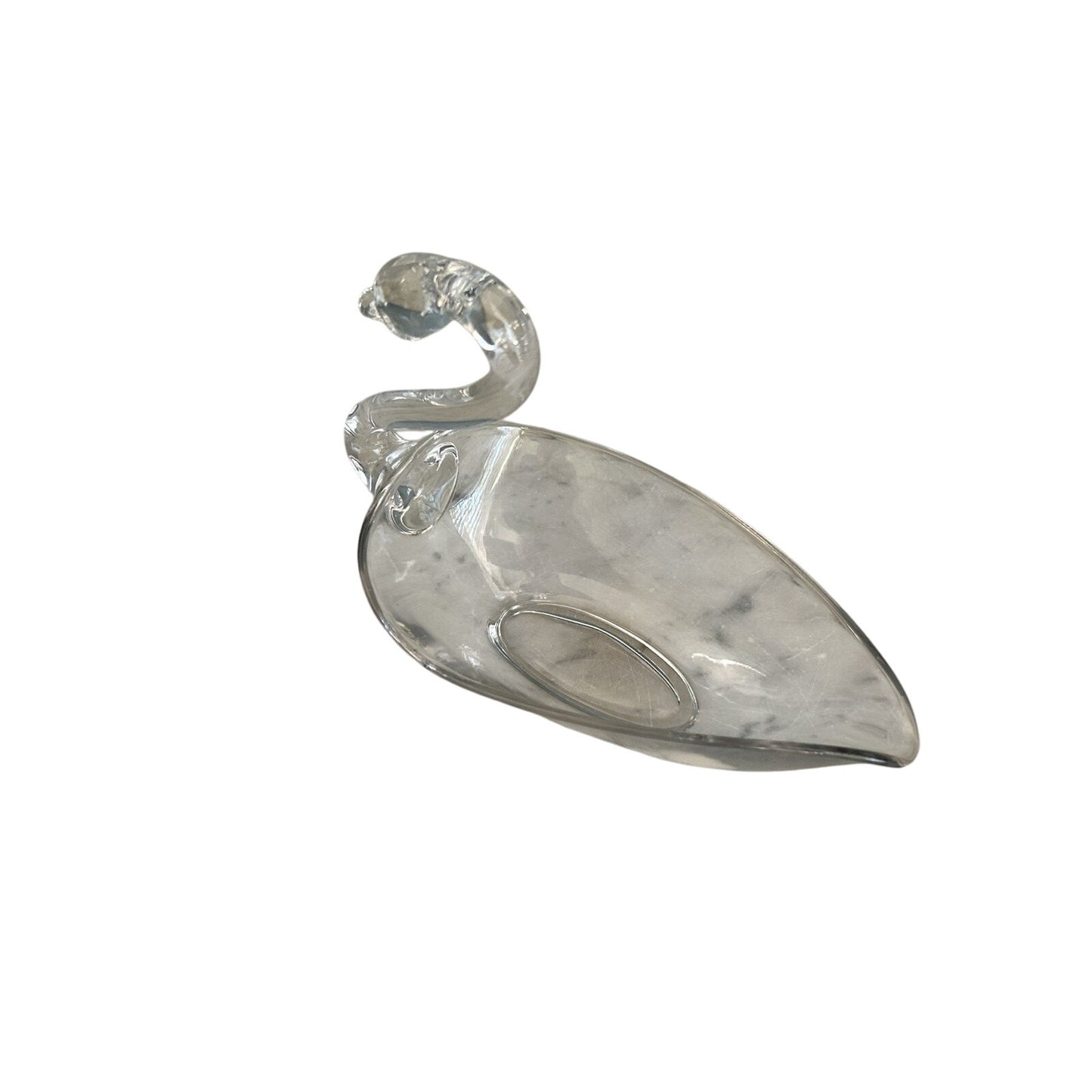 Swan Tiffin Duncan Miller 1950s Clear Glass Soap Dish Candy Bowl Beach Vintage