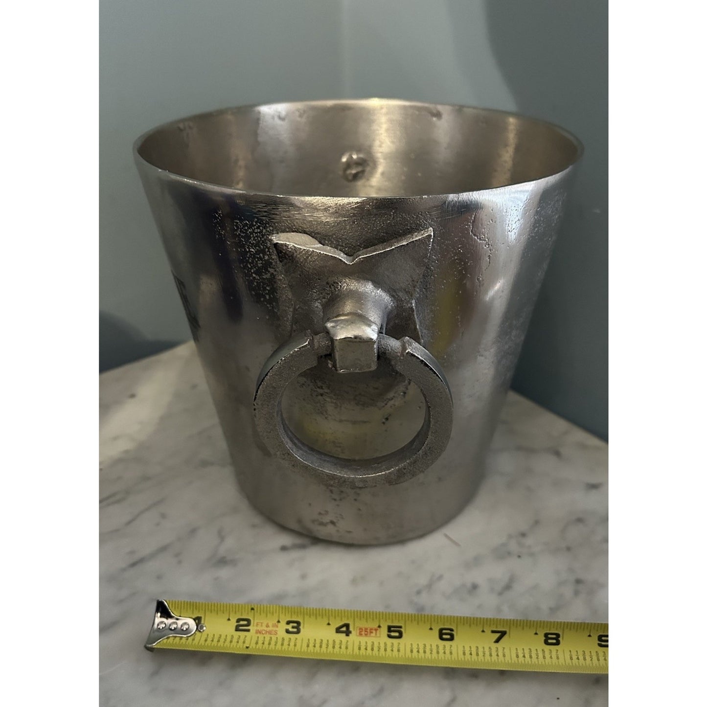 New Champagne Bucket Handcrafted Cast Aluminum Il Mulino Handles Silver Ice