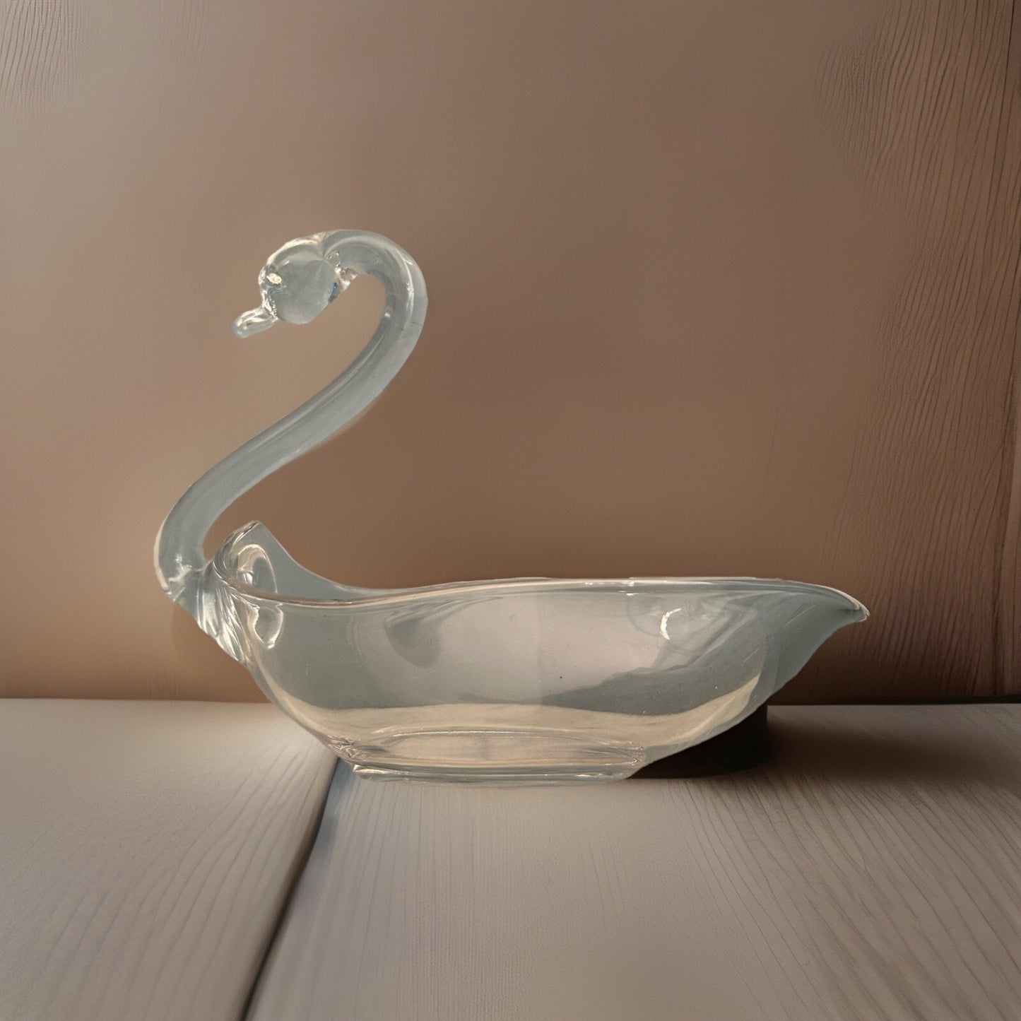 Swan Tiffin Duncan Miller 1950s Clear Glass Soap Dish Candy Bowl Beach Vintage
