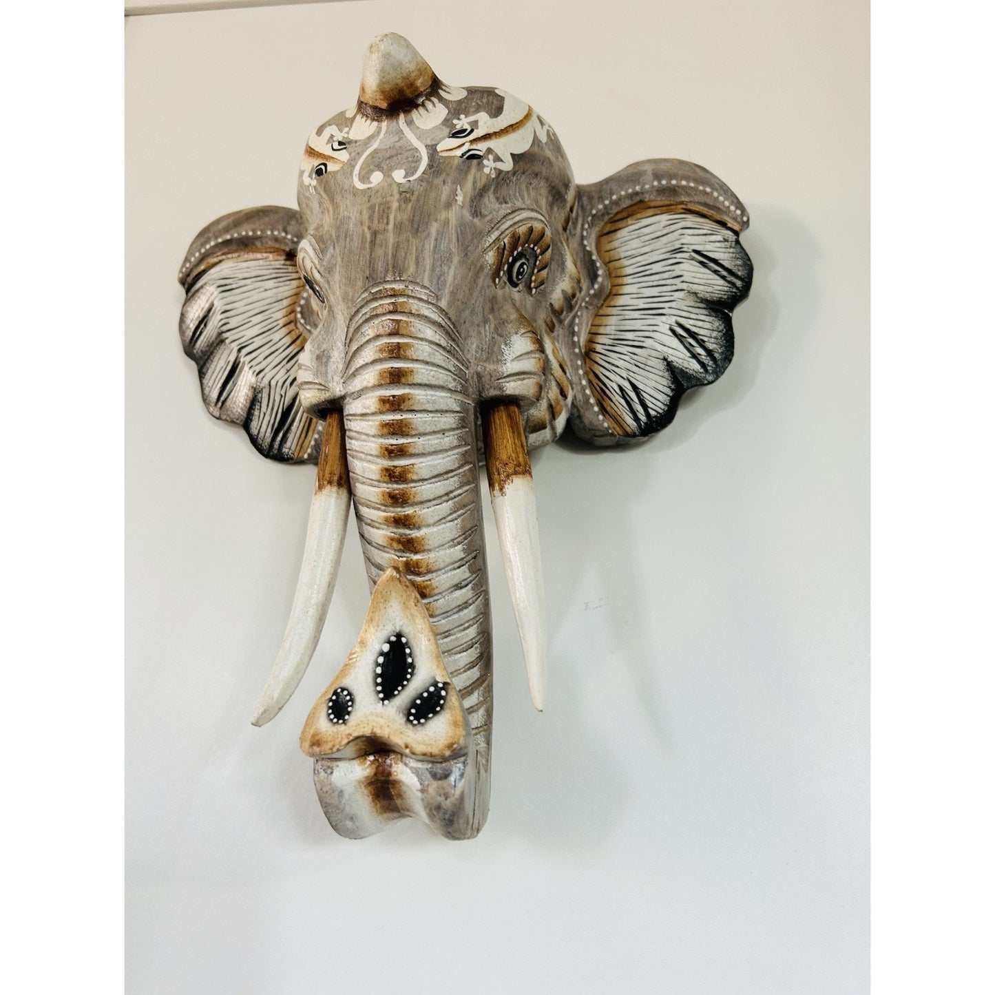 New Hand Carved Wooden Elephant Wall Hanging Costa Rica Jungle Animal Pura Vida