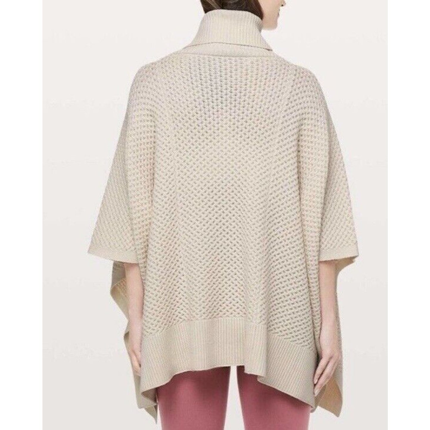 New Lululemon Rolling In The Warmth One Size Turtleneck Wool Cable Knit Poncho