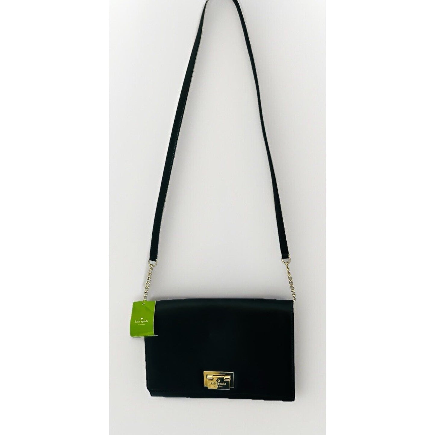 Kate Spade Harwood Place Fiona Leather New Square Shoulder Crossbody Black NWT