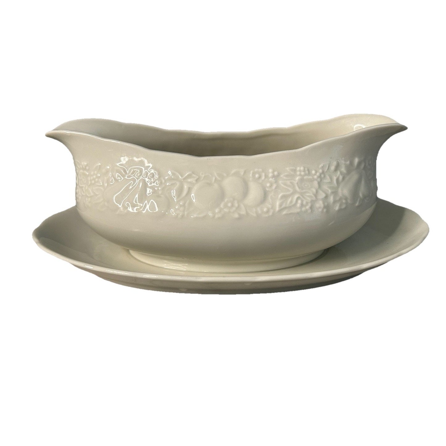 Harmony House Bounty Gravy Boat w/ Attached Underplate Fine China 2516 Japan EUC