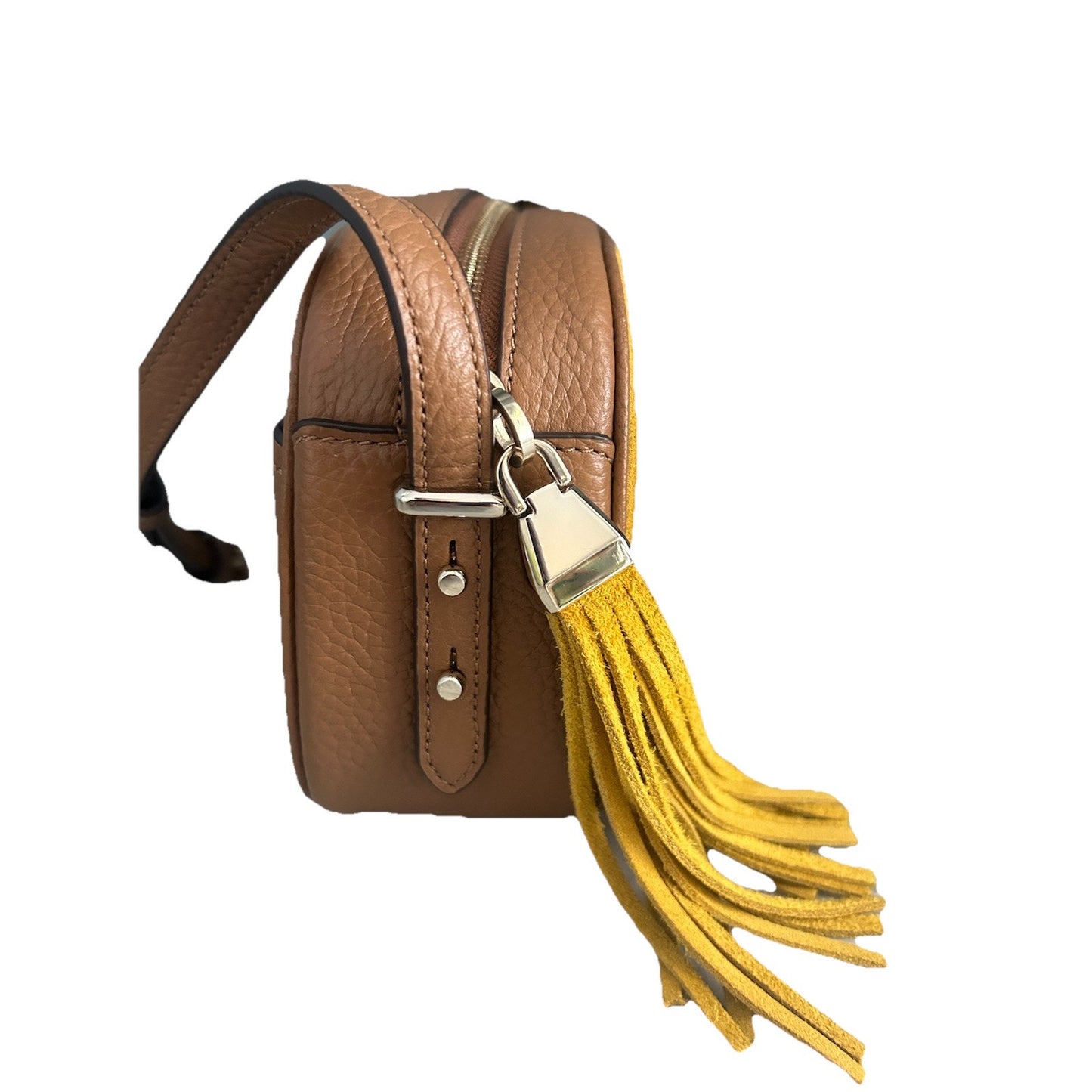 Kate Spade Kourtney Suede Leather Yellow Camera Bag Tassel Crossbody New Condition