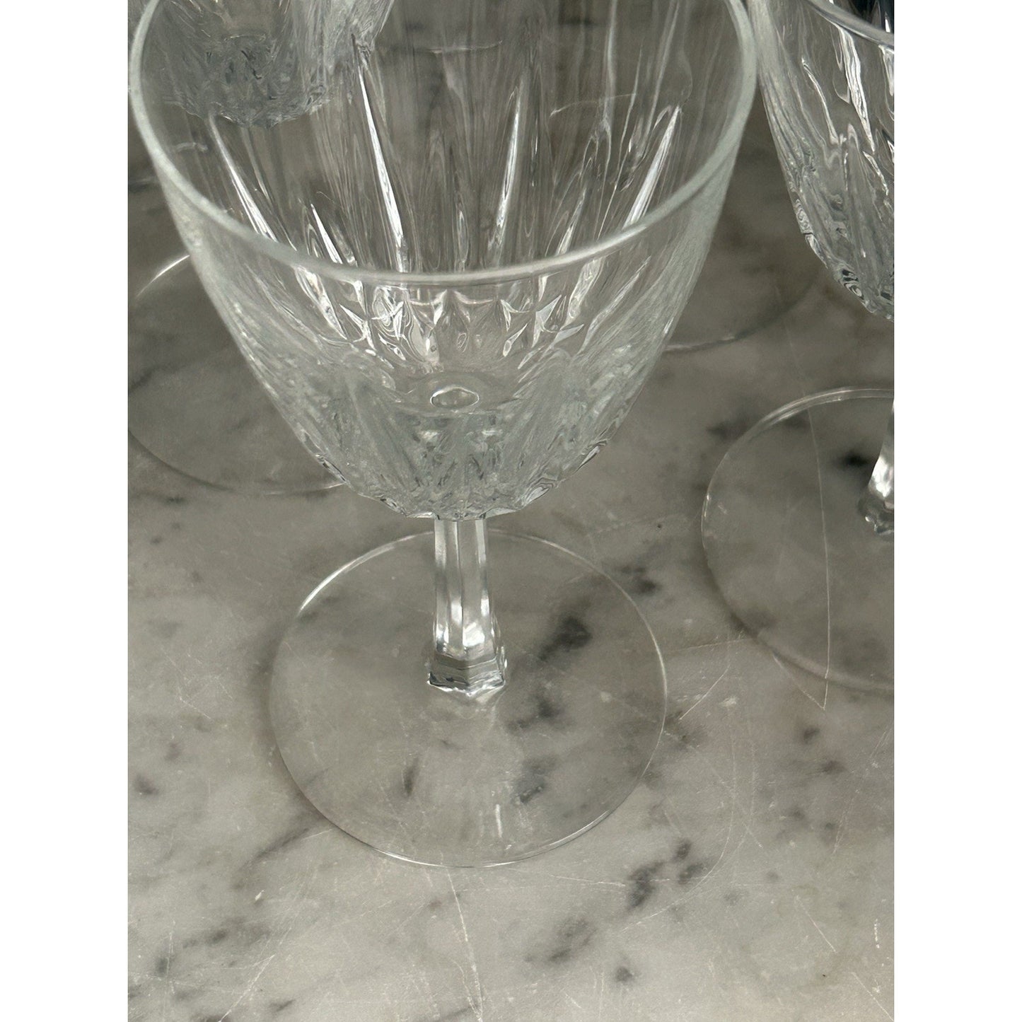 (6) Cristal D'Arques Diamant Claret 5 3/4” Wine Glasses France Vintage Clear