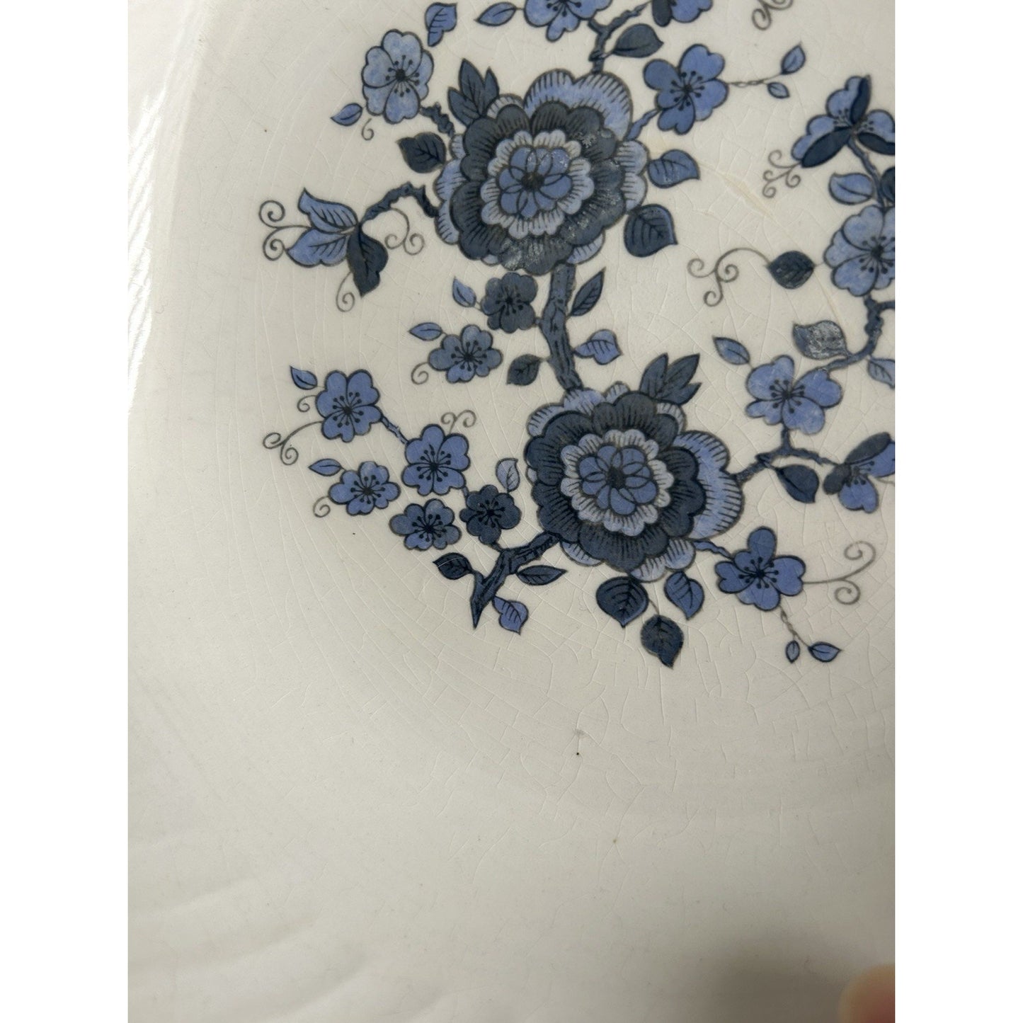 (2) 9" Royal Blue Ironstone Serving Bowls Wedgwood & Co England White Vintage