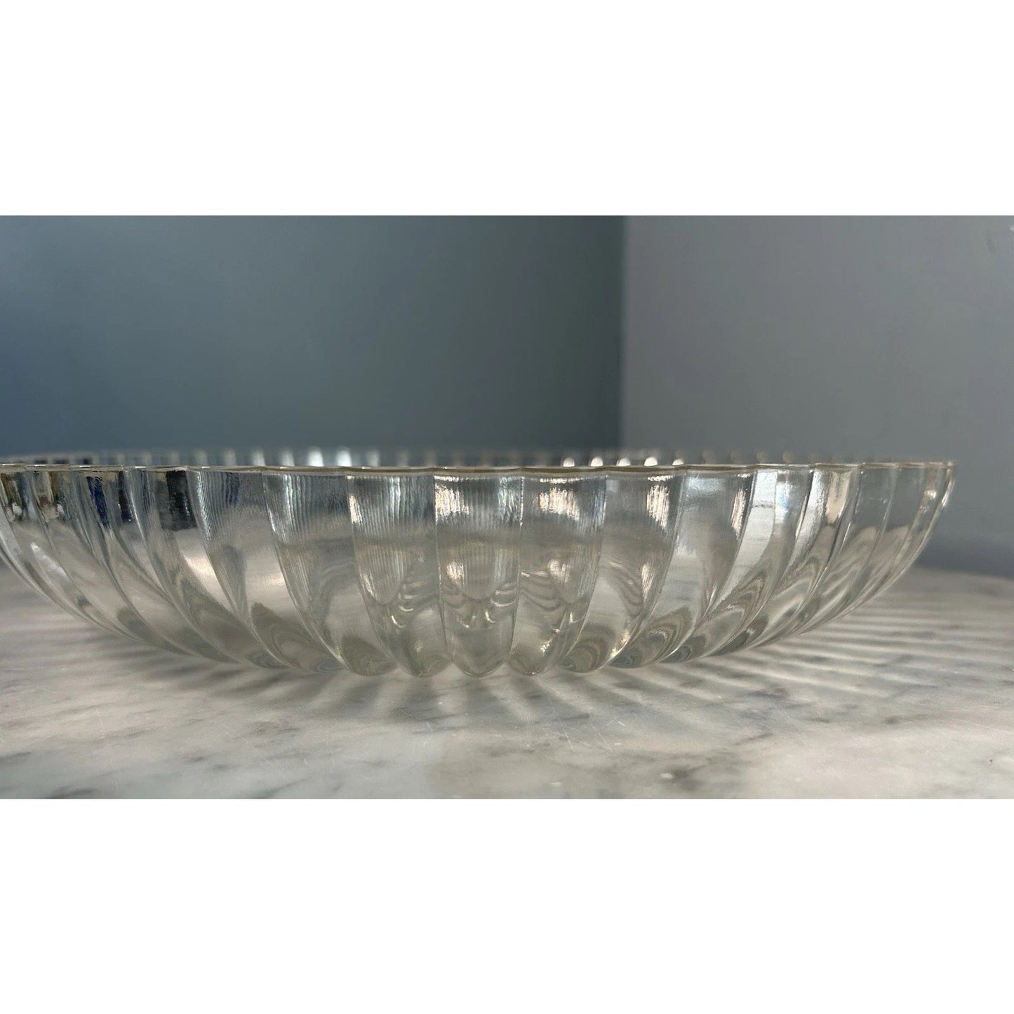 Vintage 12” Round Serving Dish National Clear Glass Jeannette Bowl Platter Tray