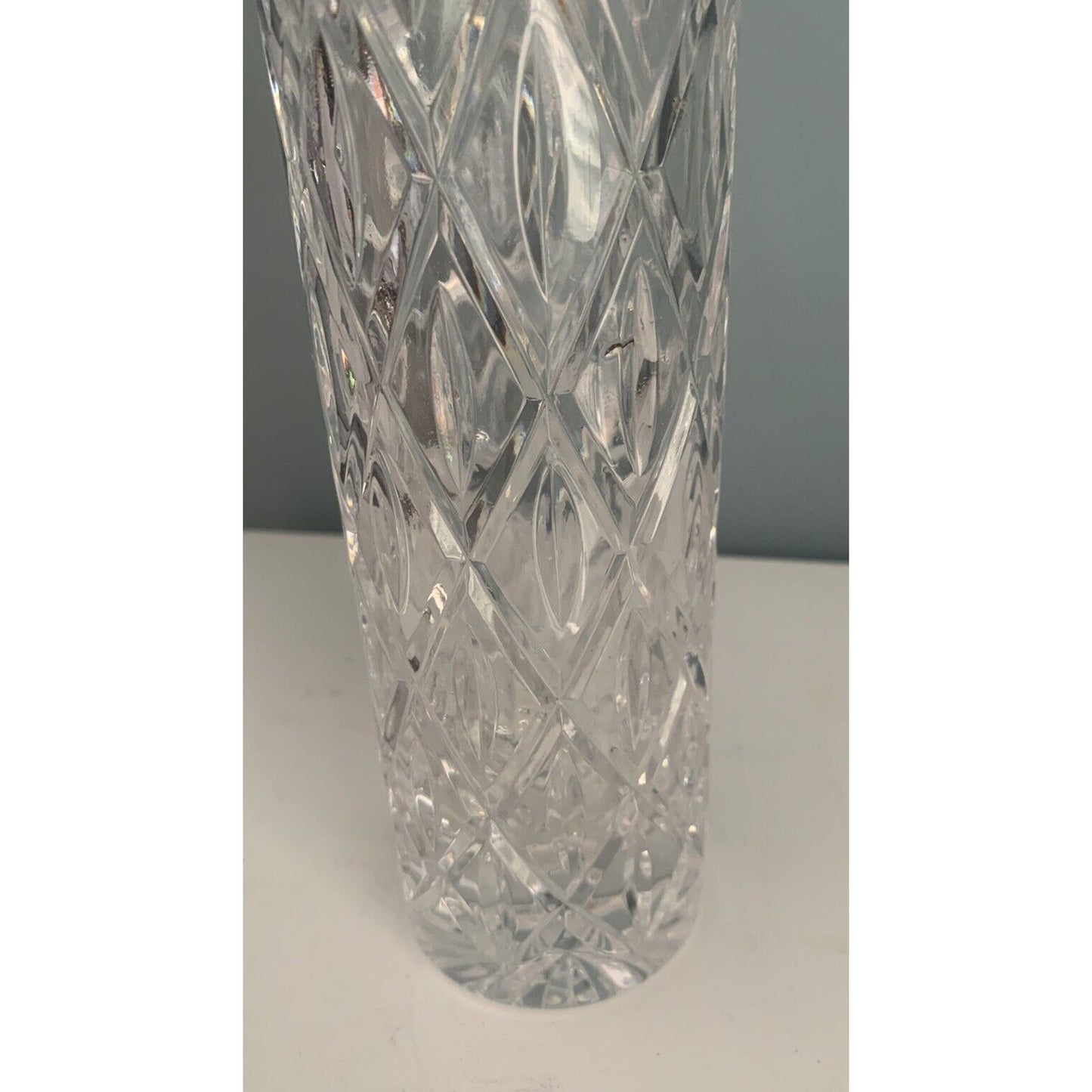 Atlantis Crystal Flower Vase 10.5" Tall ATL14 Collection Vintage MCM Tube