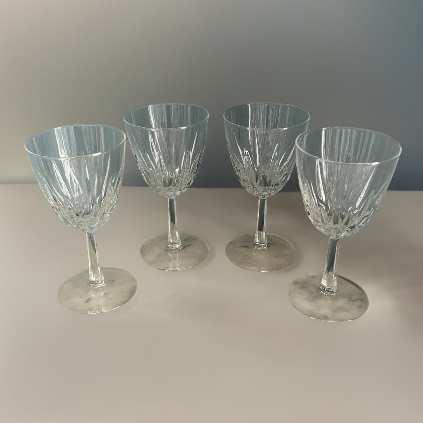 (4) Cristal D'Arques Diamant Claret 5 3/4” Wine Glasses France Vintage Clear
