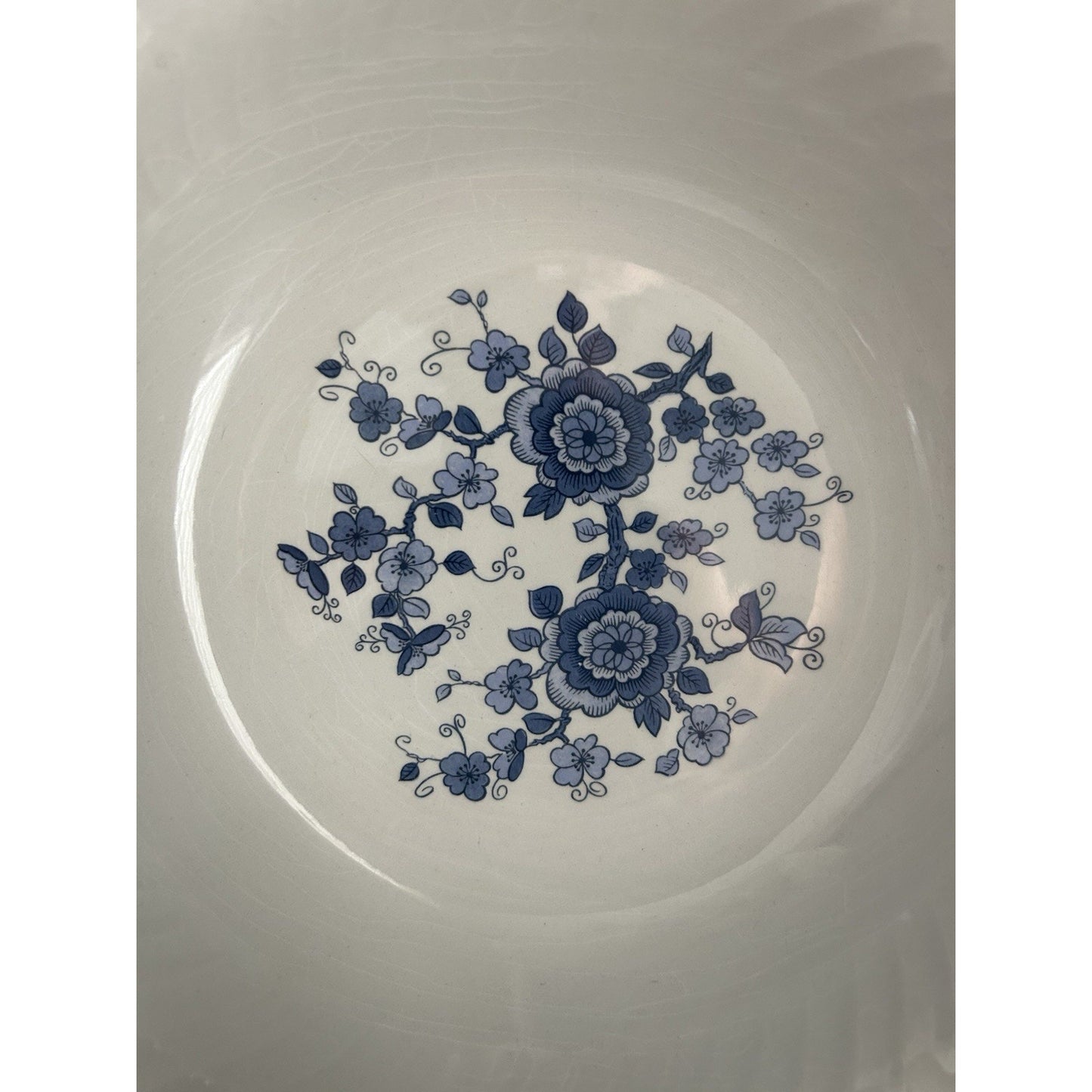 (2) 9" Royal Blue Ironstone Serving Bowls Wedgwood & Co England White Vintage