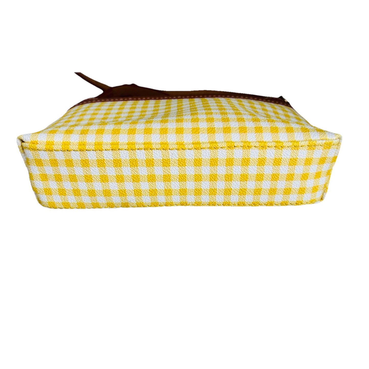 New Dooney & Bourke Domed Small Crossbody Gingham Yellow White Plaid Handbag NWT