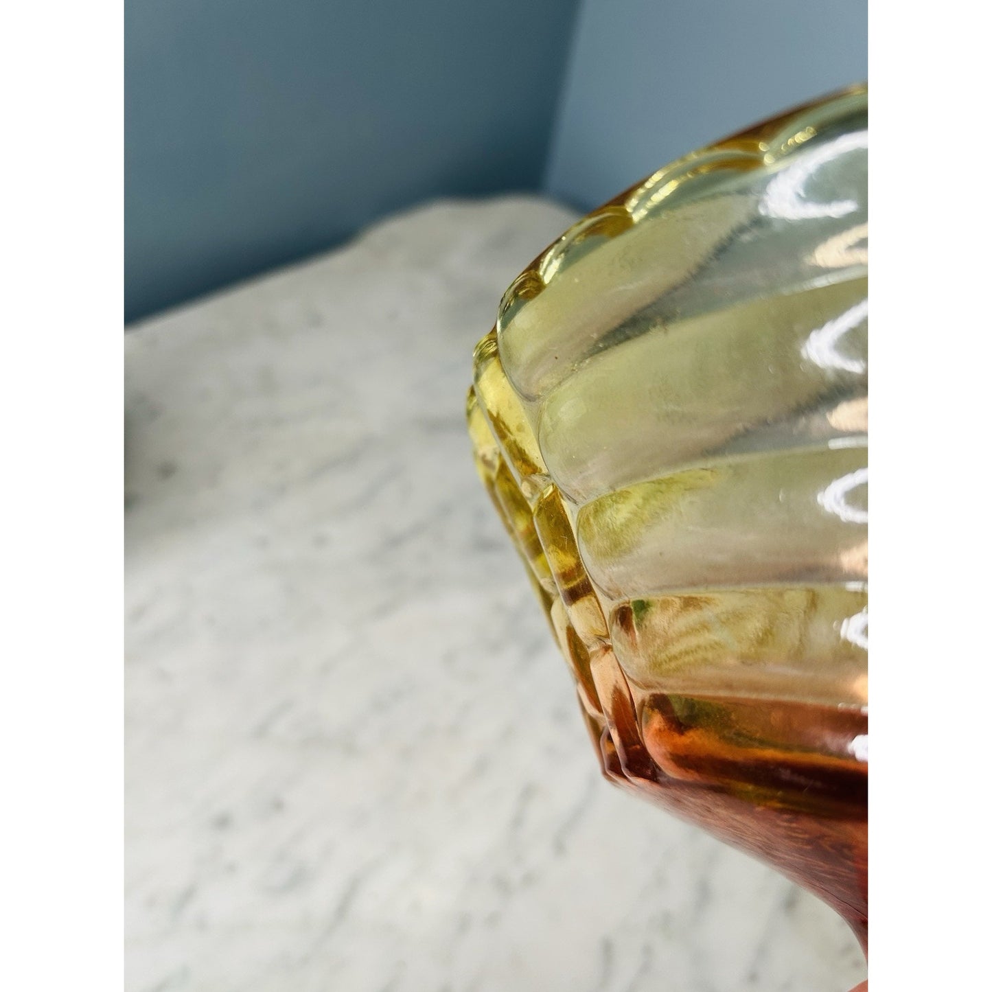 Glows Jeannette Glass Amberina Louisa Pedestal Footed Bowl Compote Ombre 1950s