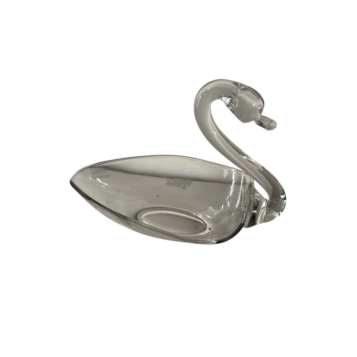 Swan Tiffin Duncan Miller 1950s Clear Glass Soap Dish Candy Bowl Beach Vintage