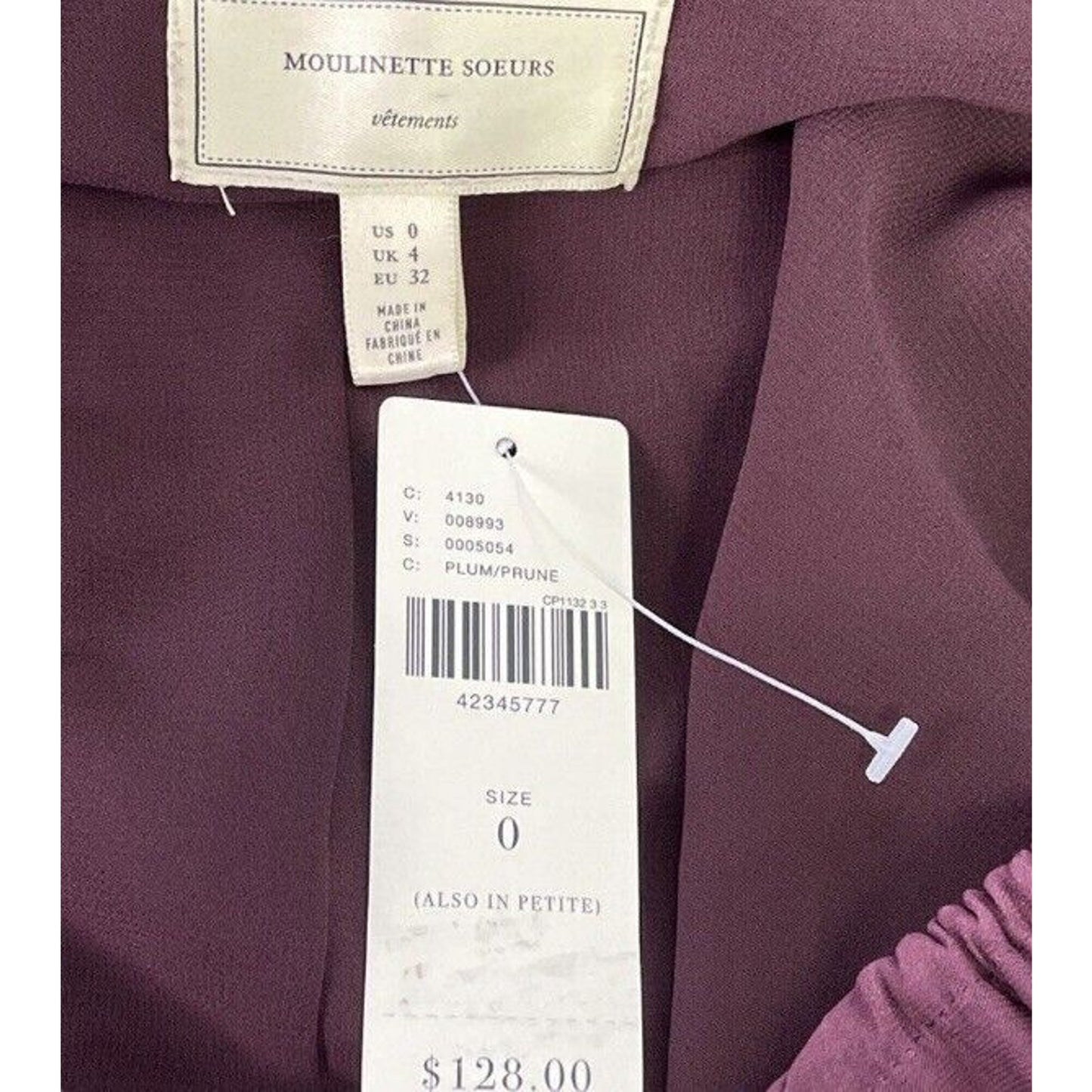 New Anthropology Moulinette Soeurs Halter Midi Dress Size 0 NWT Color Plum/Prune