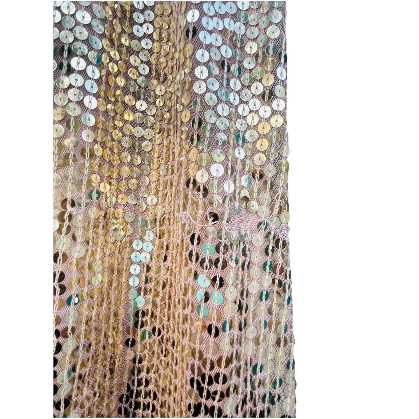 Mac Duggal Gold Gown Size 14 Sequined High Neck Long Sleeve Draped Dress 10824