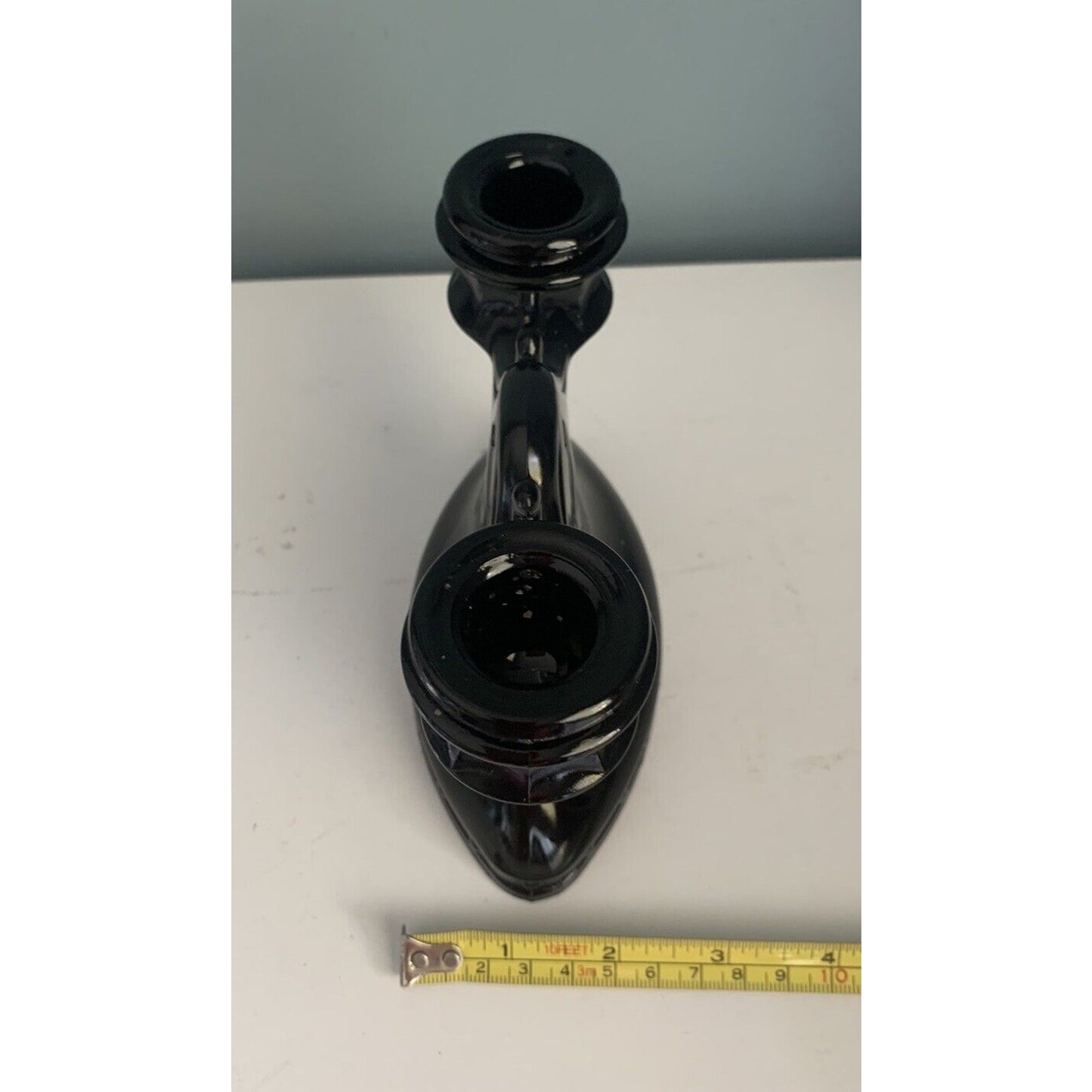 L.E. Smith Vintage Pleasant Black Glass Candlestick Holder Halloween Renaissance
