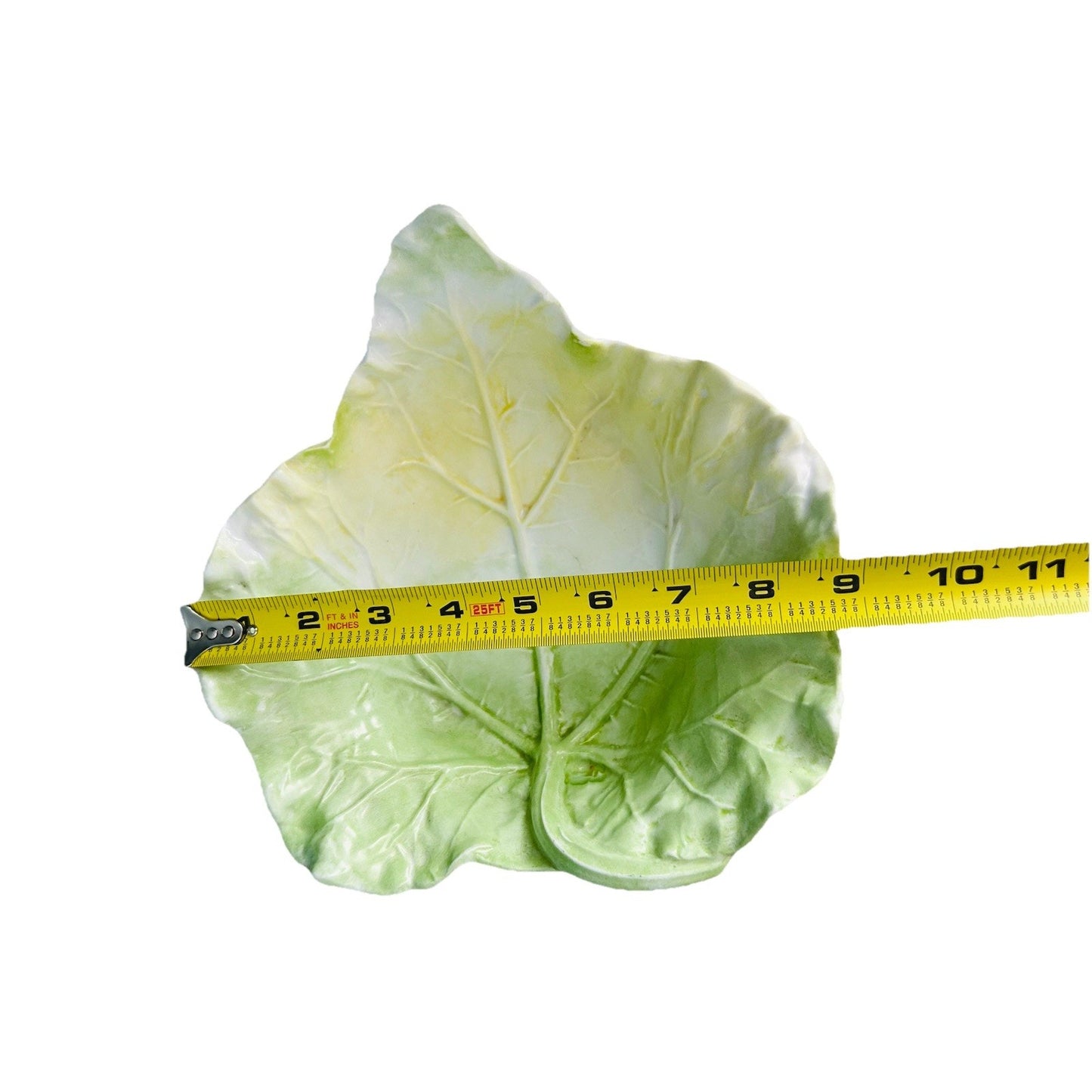 Vintage Cabbage Leaf Serving Bowl Lettuce Green Yellow White Porcelain Mold 128