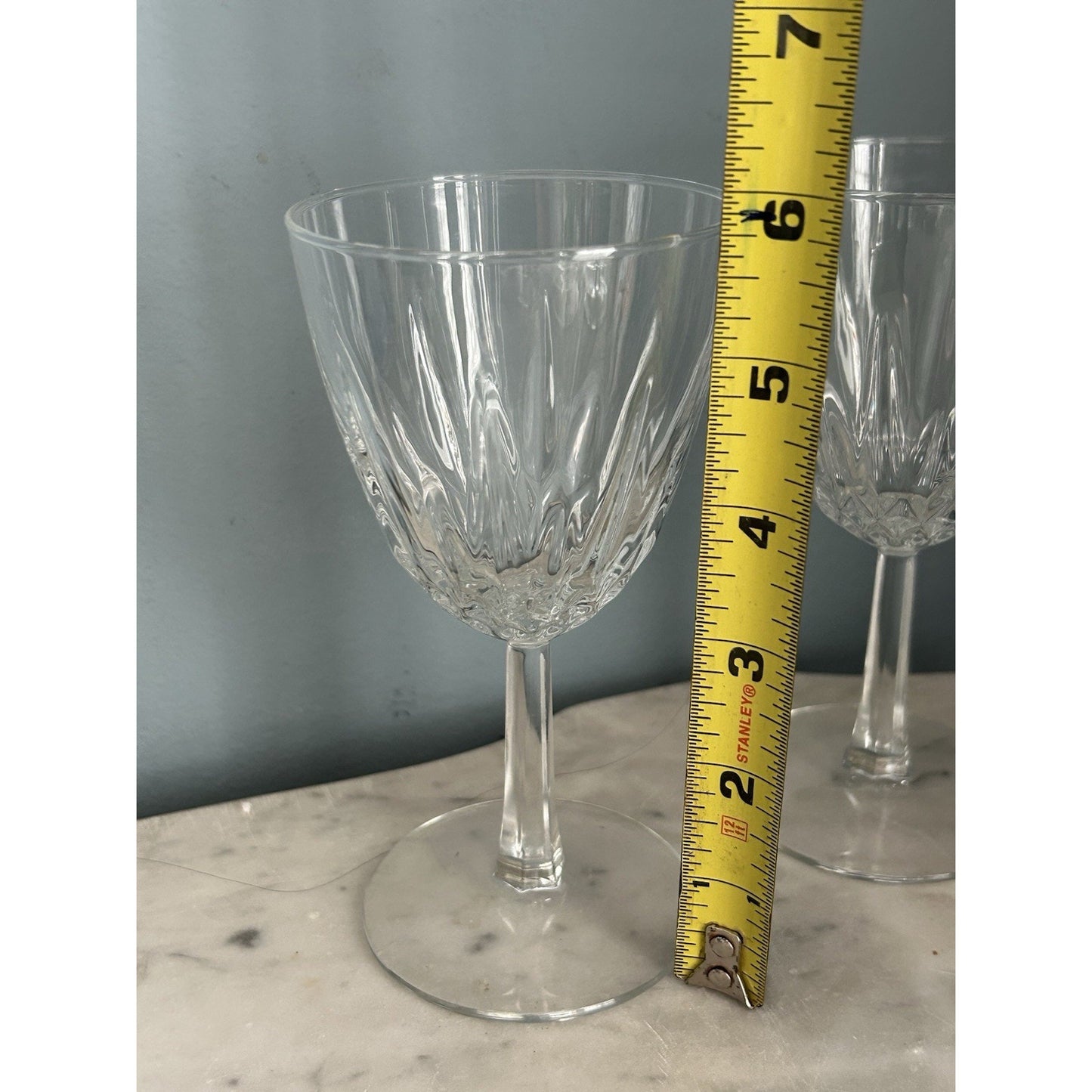 (6) Cristal D'Arques Diamant Claret 5 3/4” Wine Glasses France Vintage Clear