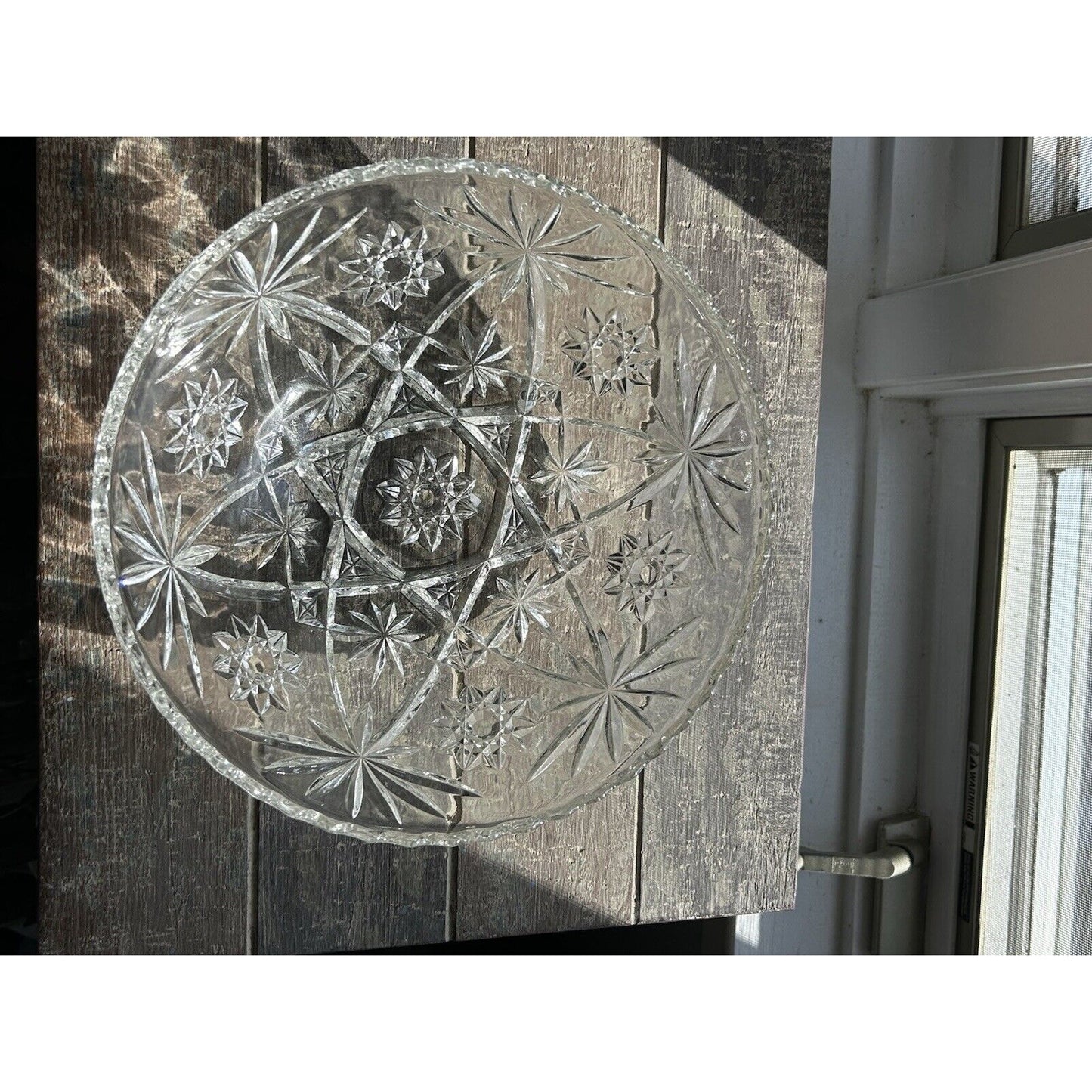 Vintage Anchor Hocking Clear Cut Glass Star of David Large 10.5” Serving Bowl