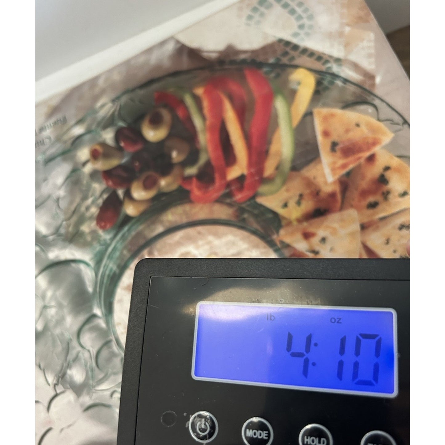 Indiana Glass Chip Dip Tray Madeira Green Raised Fruit Pattern 13” Platter Box