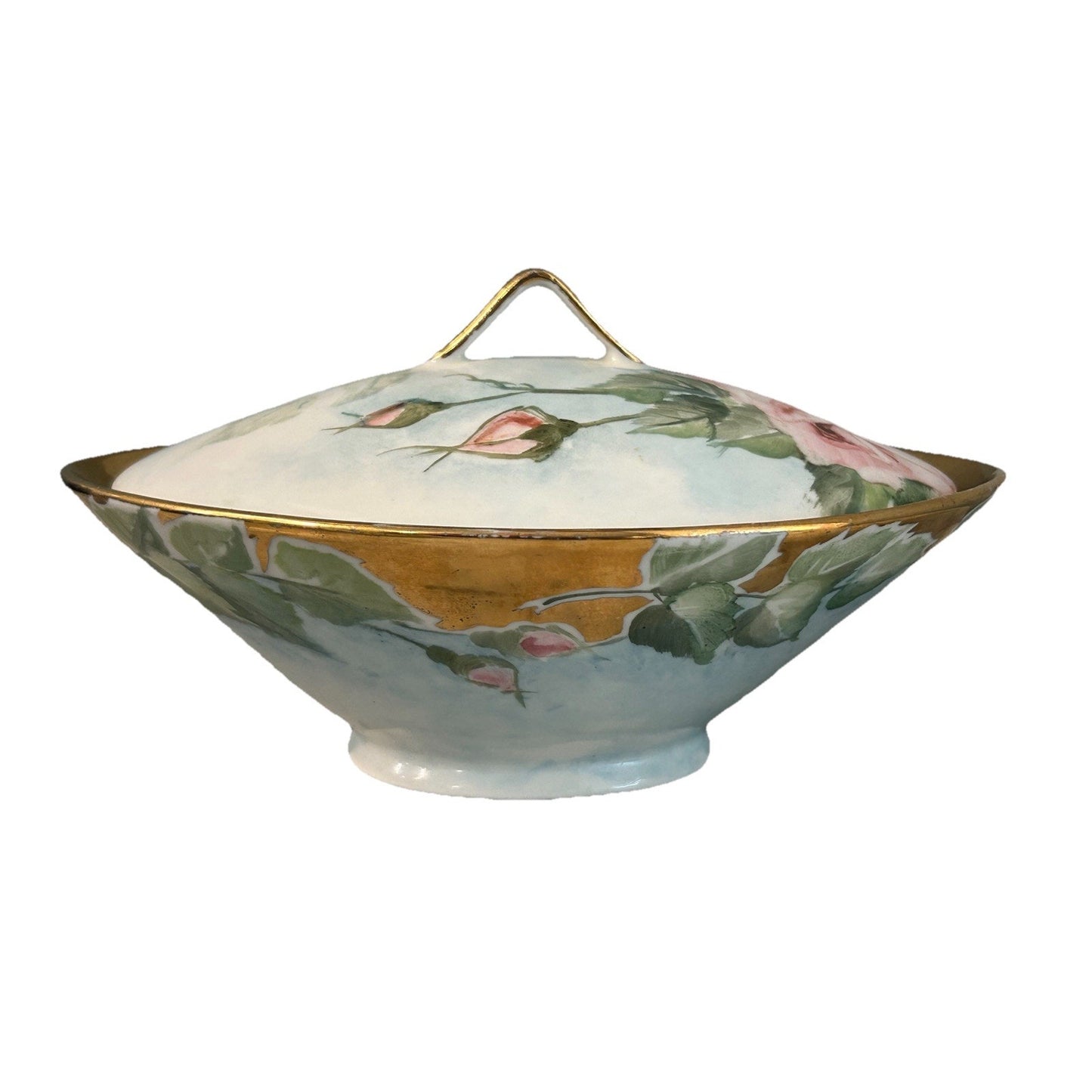 Bareuther Bavaria Lidded Dish Porcelain Germany Hand Painted Signed Foust 1959