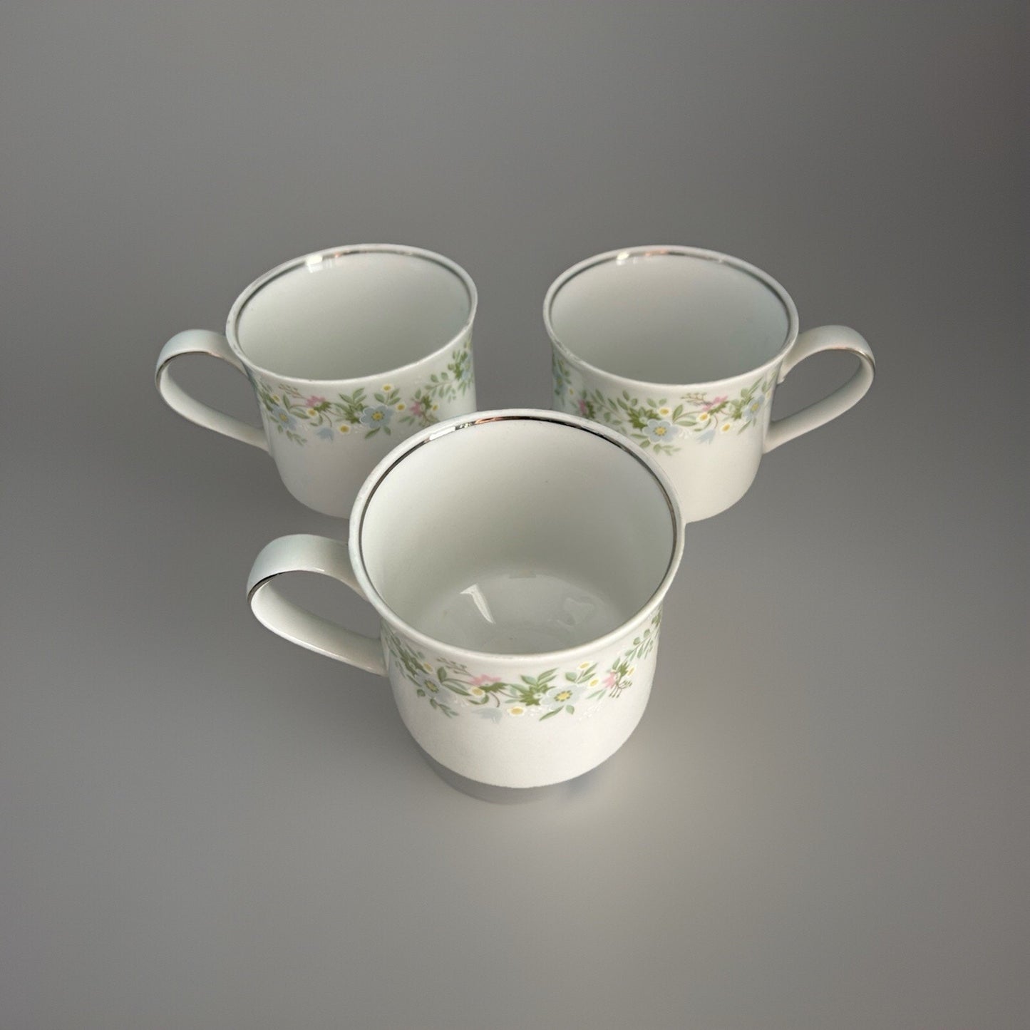 (3) Johann Haviland Bavaria Forever Spring Coffee Mugs Tea Cups Germany Flowers